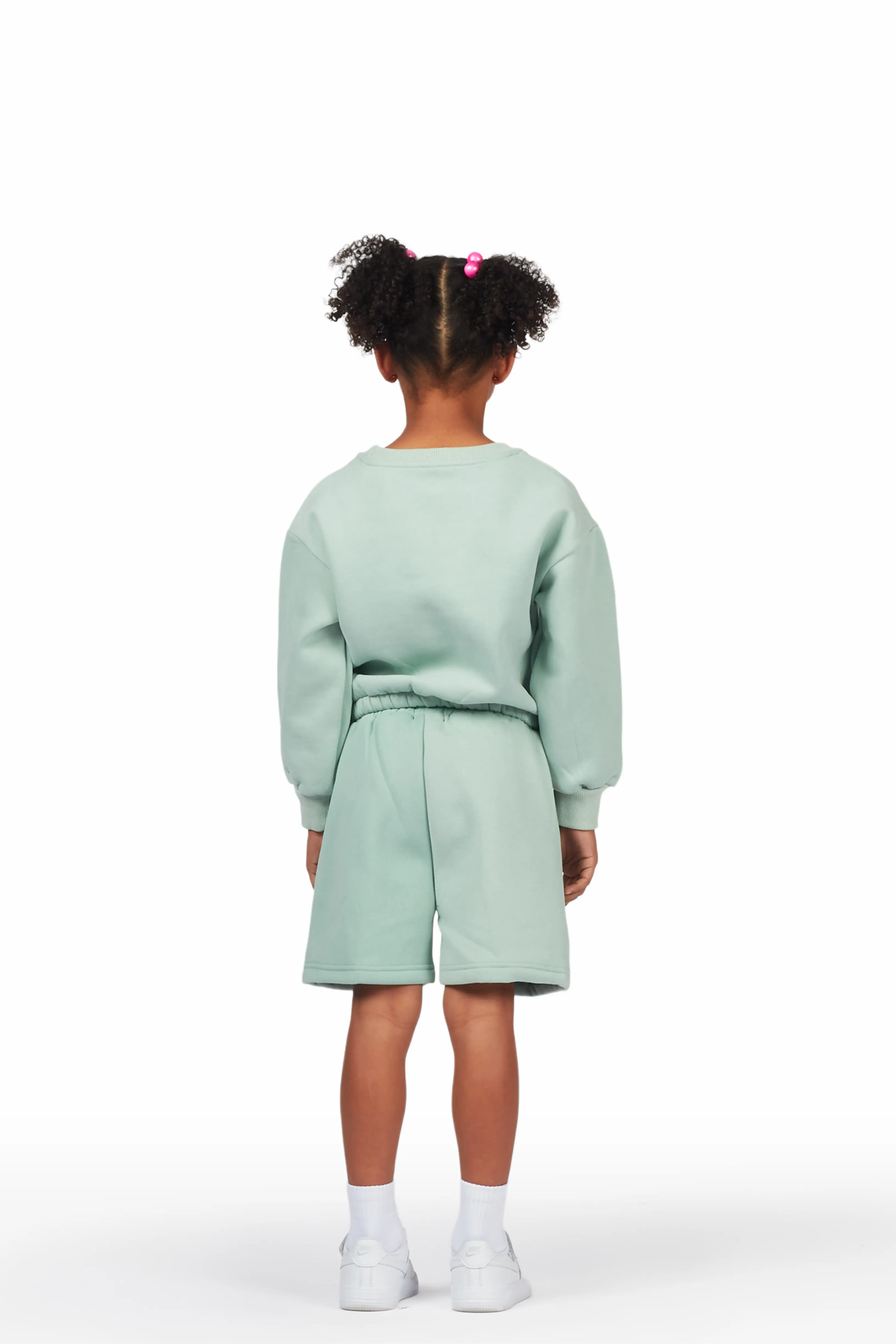 Girls Calissa Sage Crop Top Short Set - Image 4