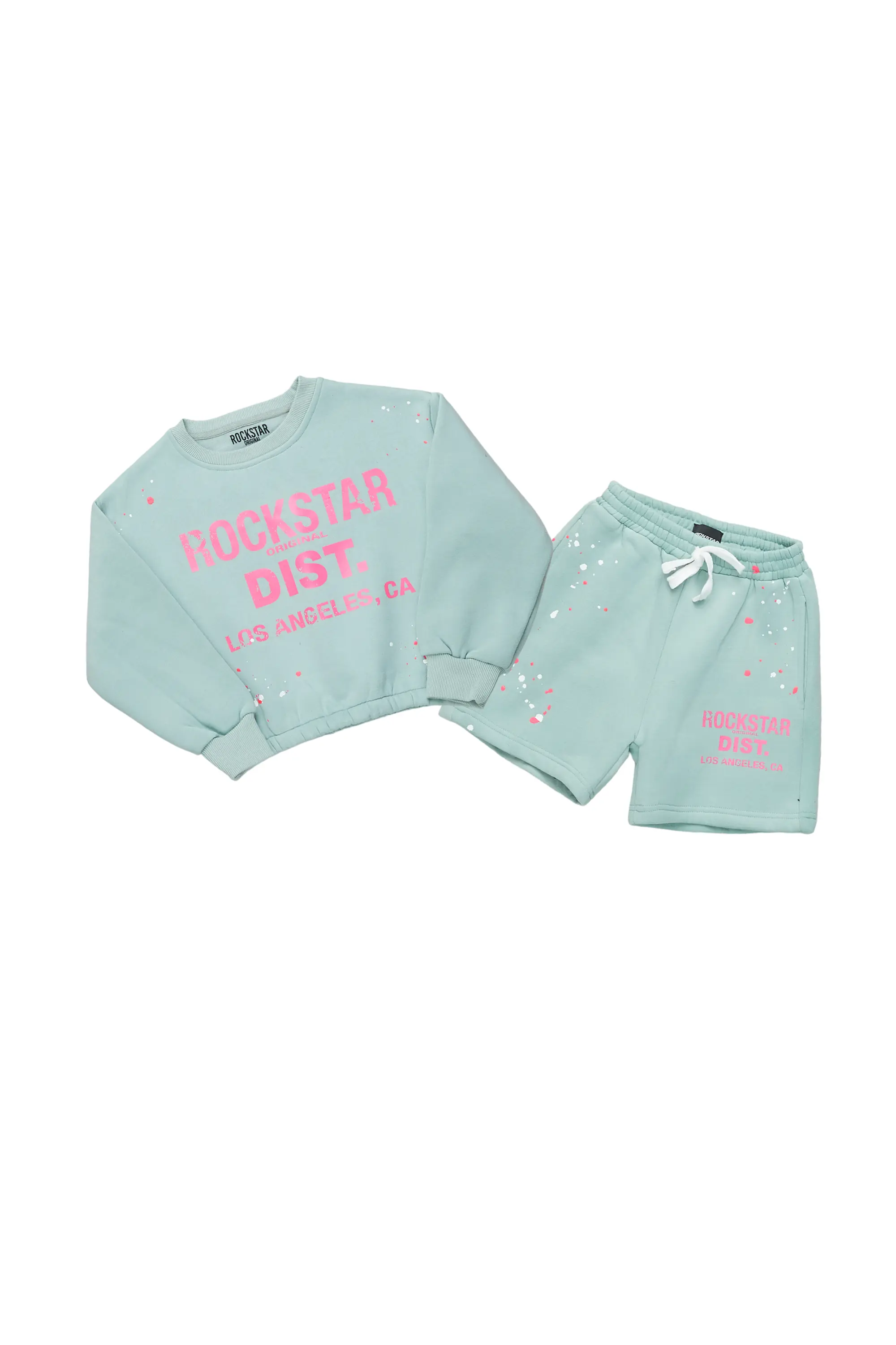 Girls Calissa Sage Crop Top Short Set - Image 5