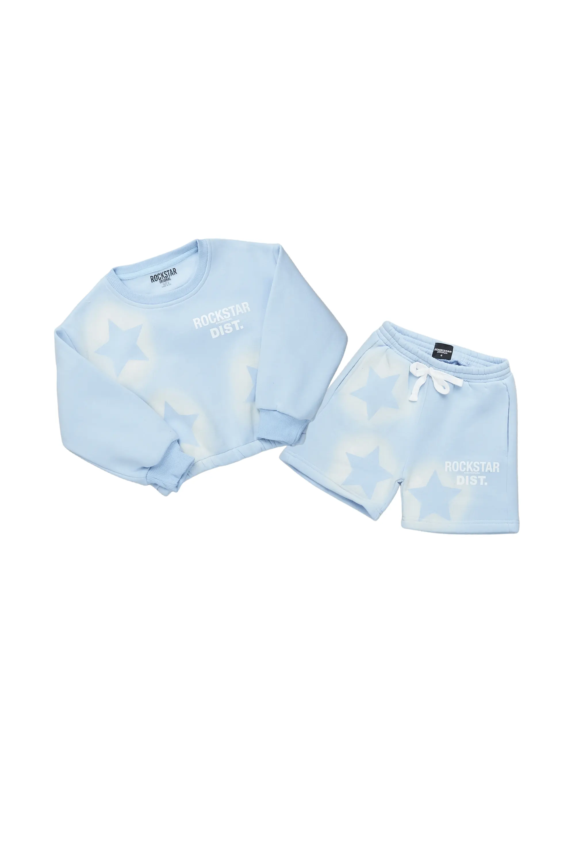 Girls Dally Light Blue Crop Top Short Set - Image 2