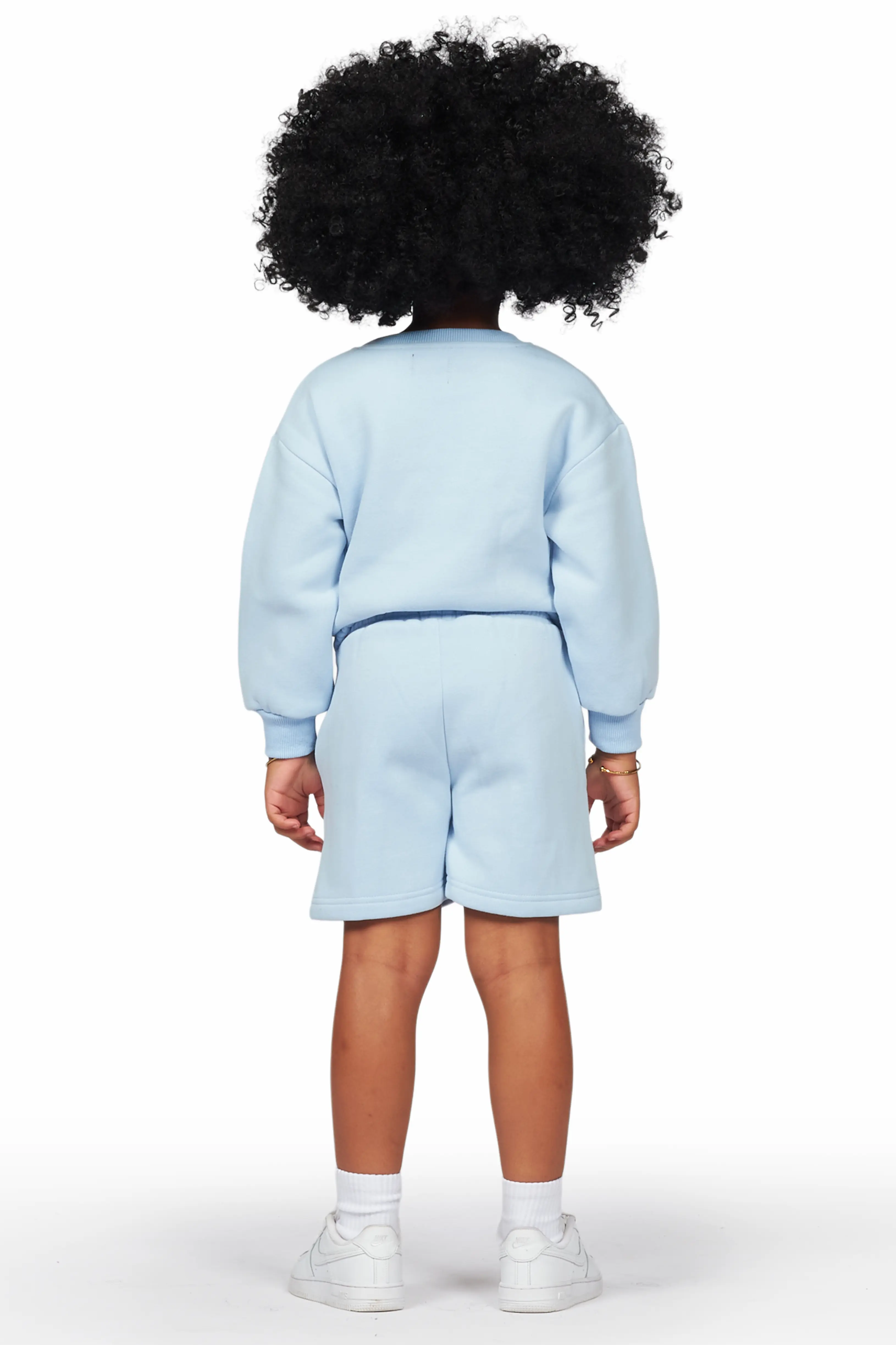 Girls Dally Light Blue Crop Top Short Set - Image 7