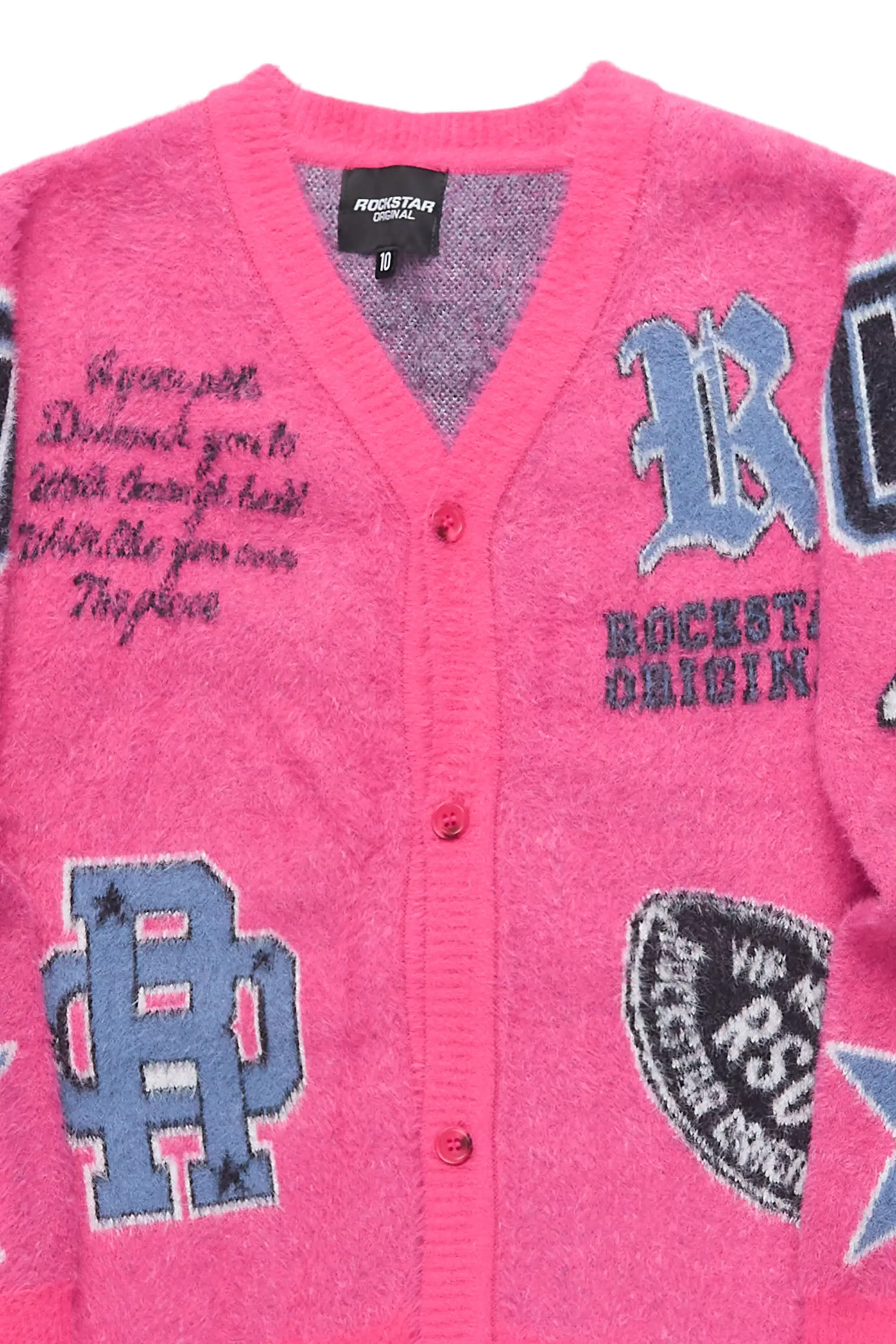 Girls Delling Pink Mohair Knit Cardigan - Image 6