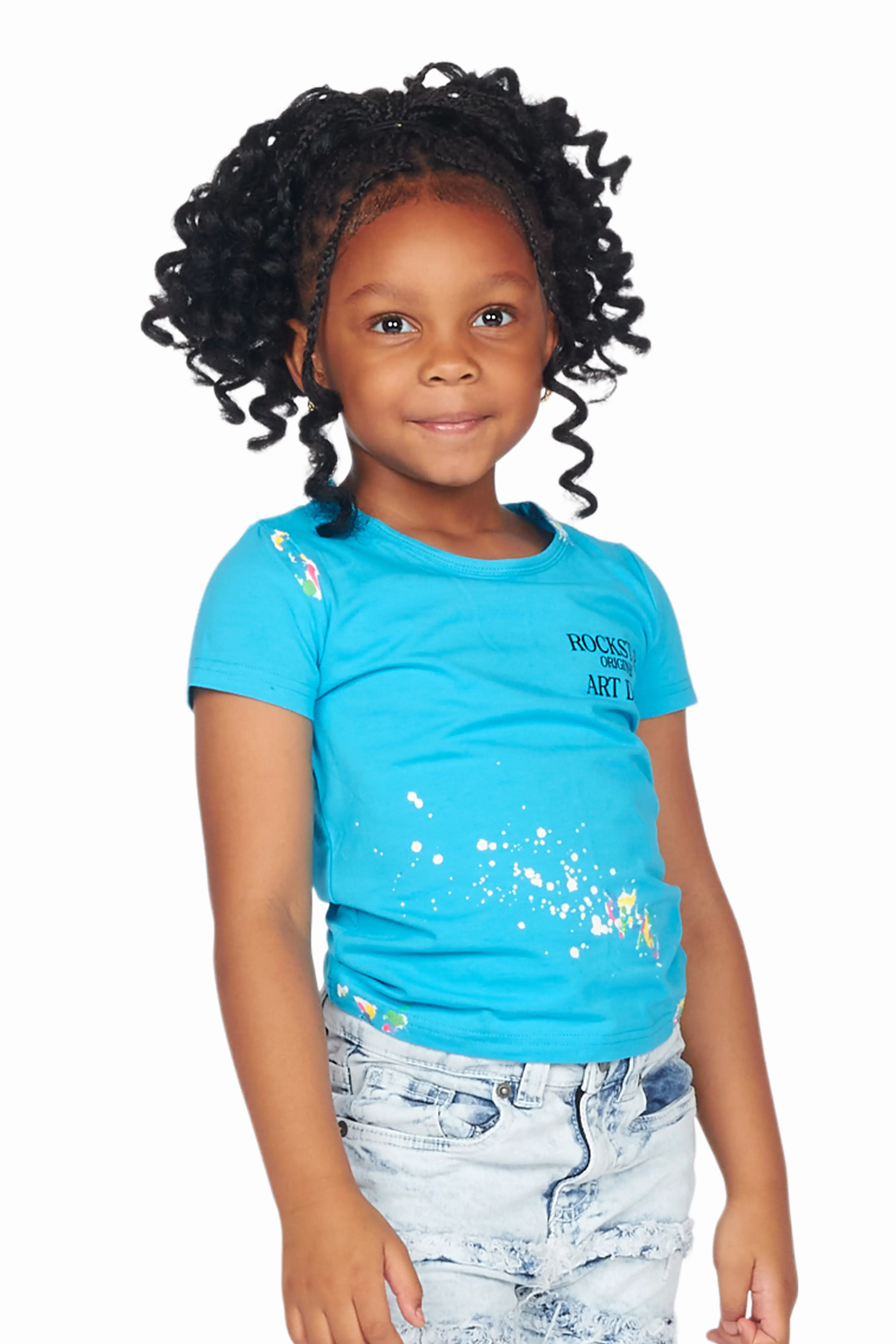 Girls Palmira Turquoise Graphic T-Shirt - Image 5