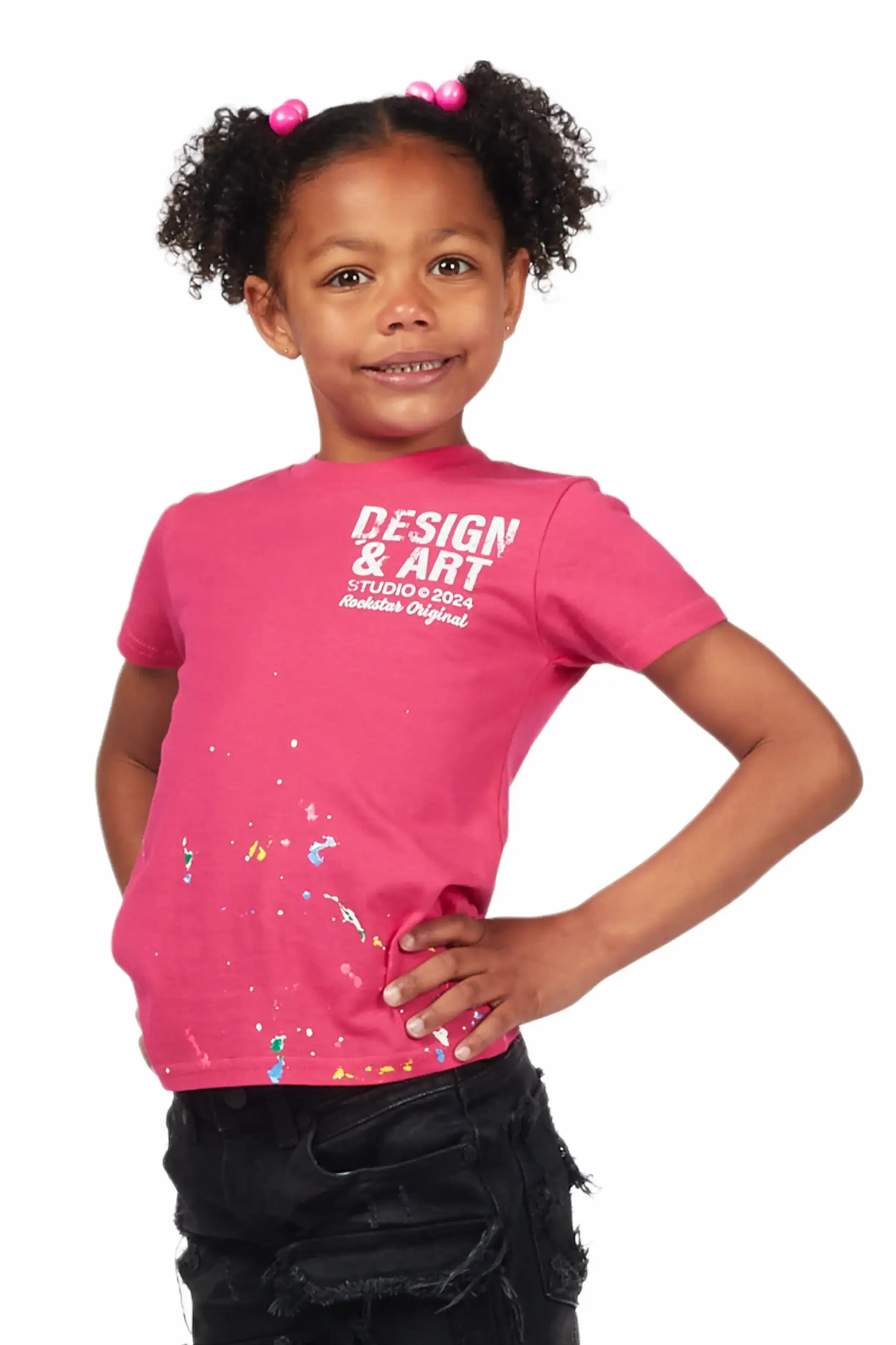 Girls Mancha Fuchsia Graphic T-Shirt - Image 4