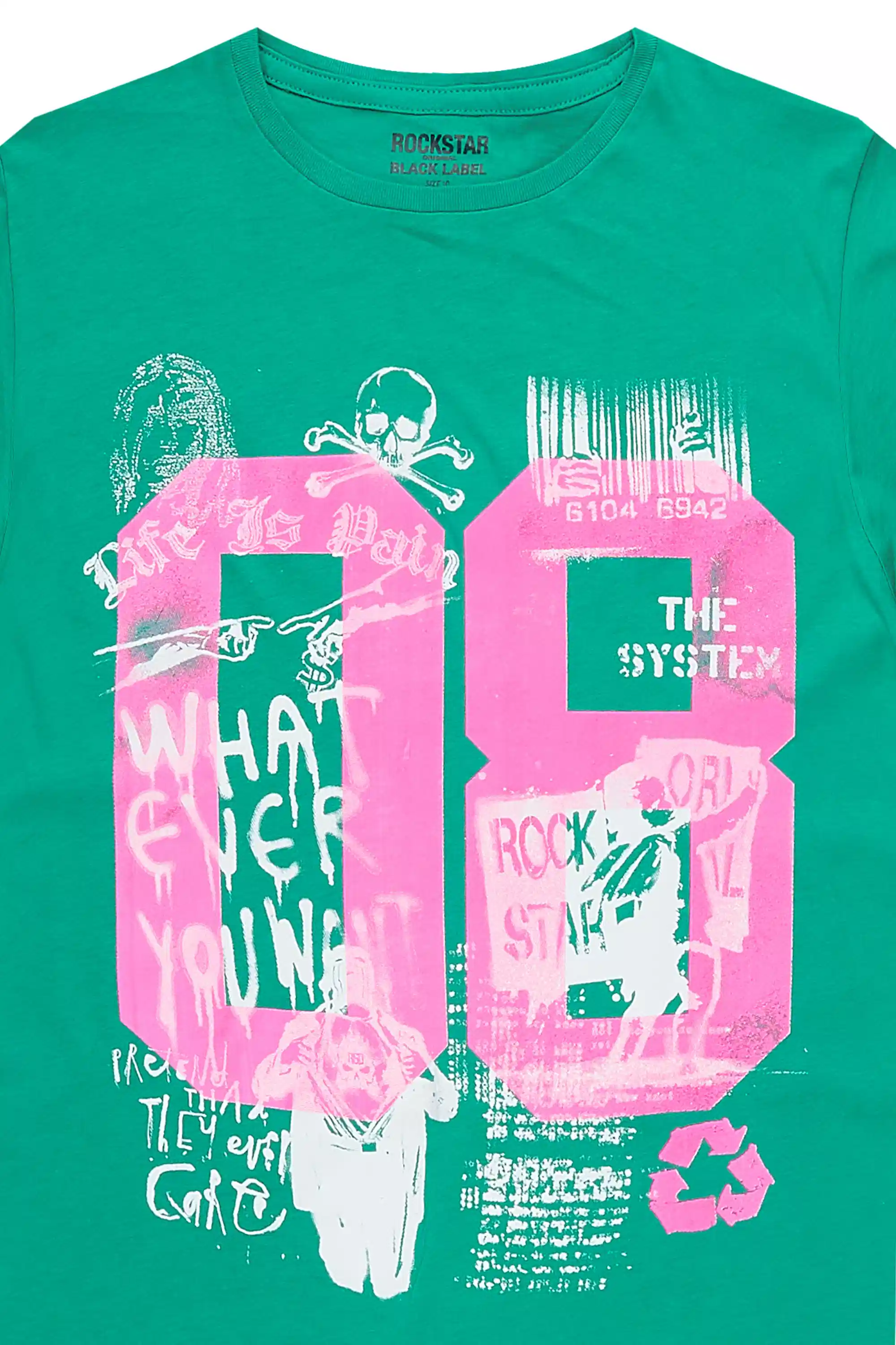 Girls Kammy Green/Pink Graphic T-Shirt - Image 2