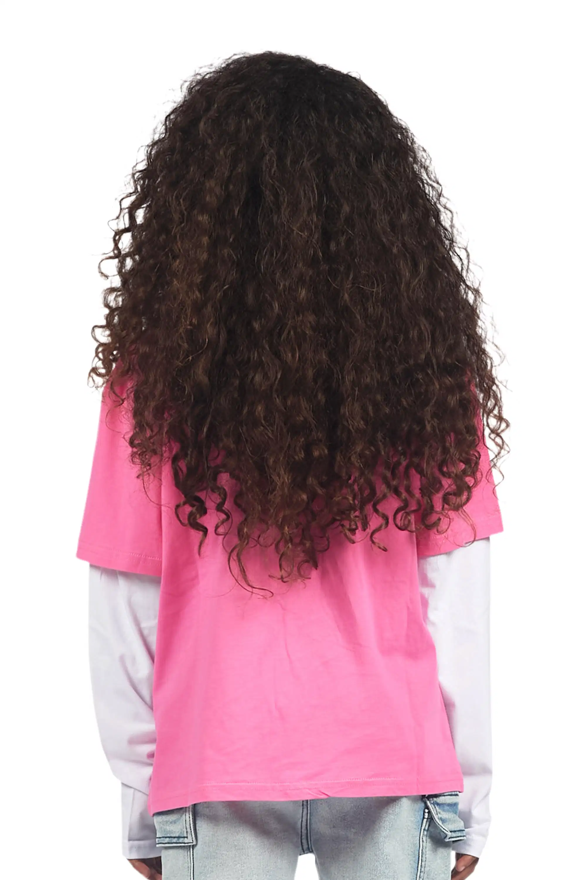 Girls Monique Pink/White Double Layer L/S Graphic T-Shirt - Image 4