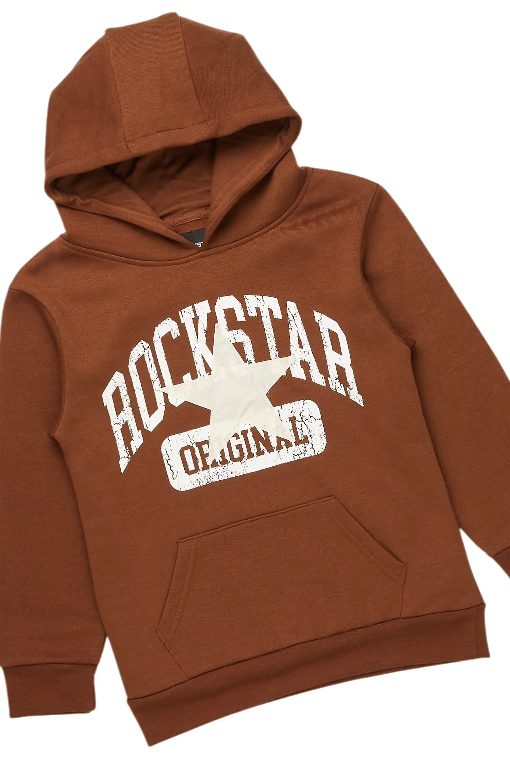 Girls Mallora Brown Baggy Stacked Hoodie Track Set - Image 2