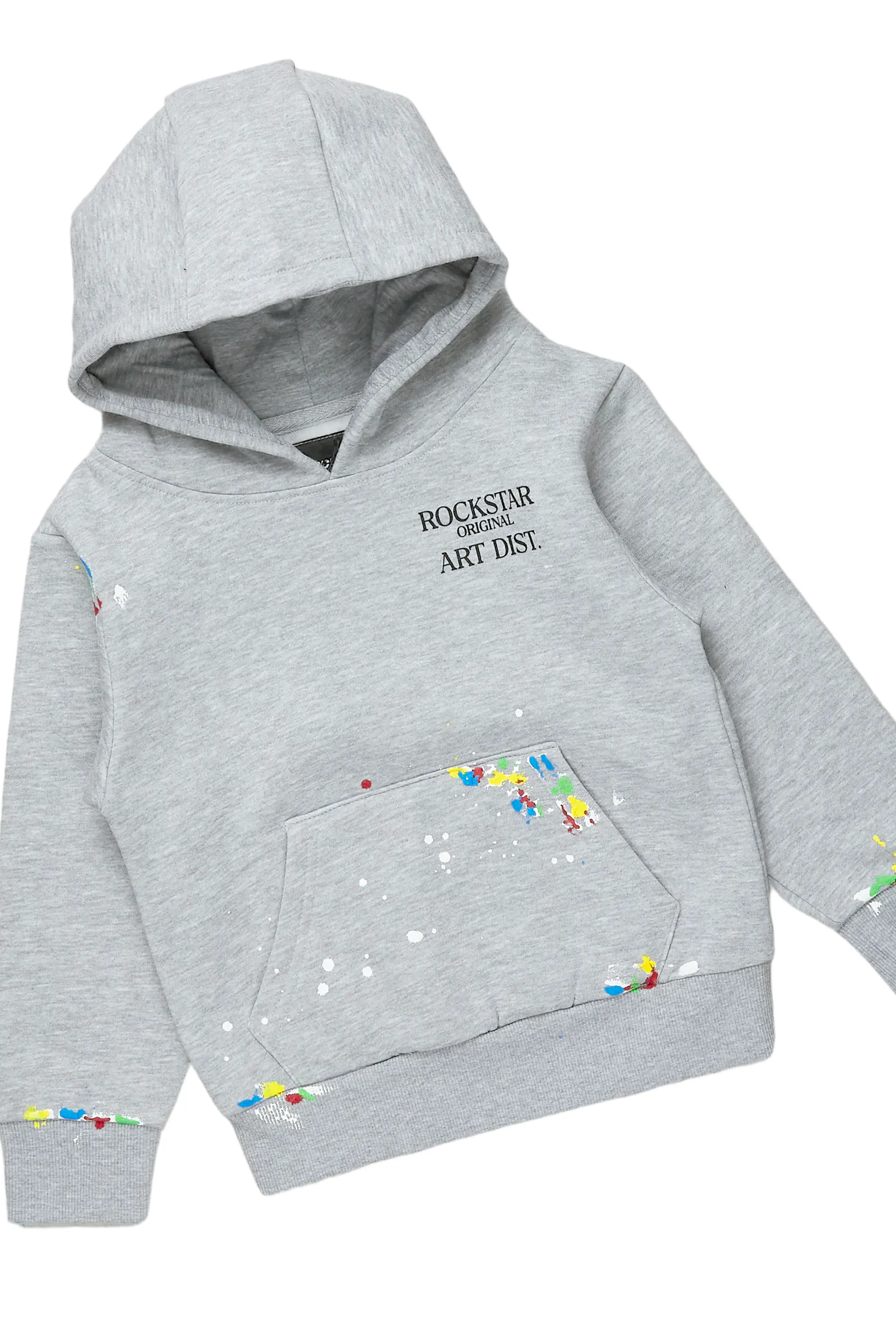 Girls Artie Grey Hoodie Stacked Flare Track Set - Image 6
