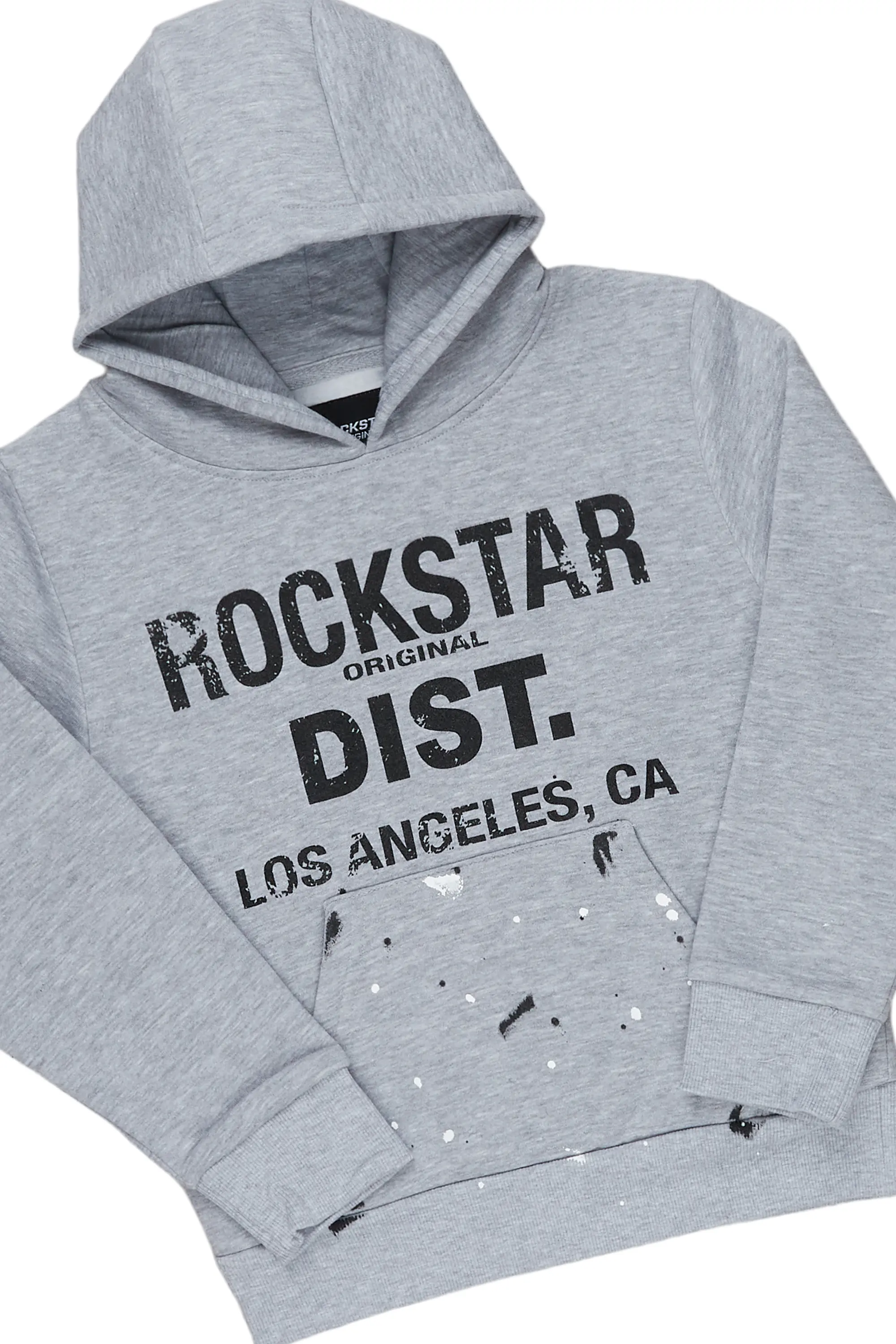 Girls Scarlie Grey/Black Hoodie Super Stacked Flare Track Set - Image 5