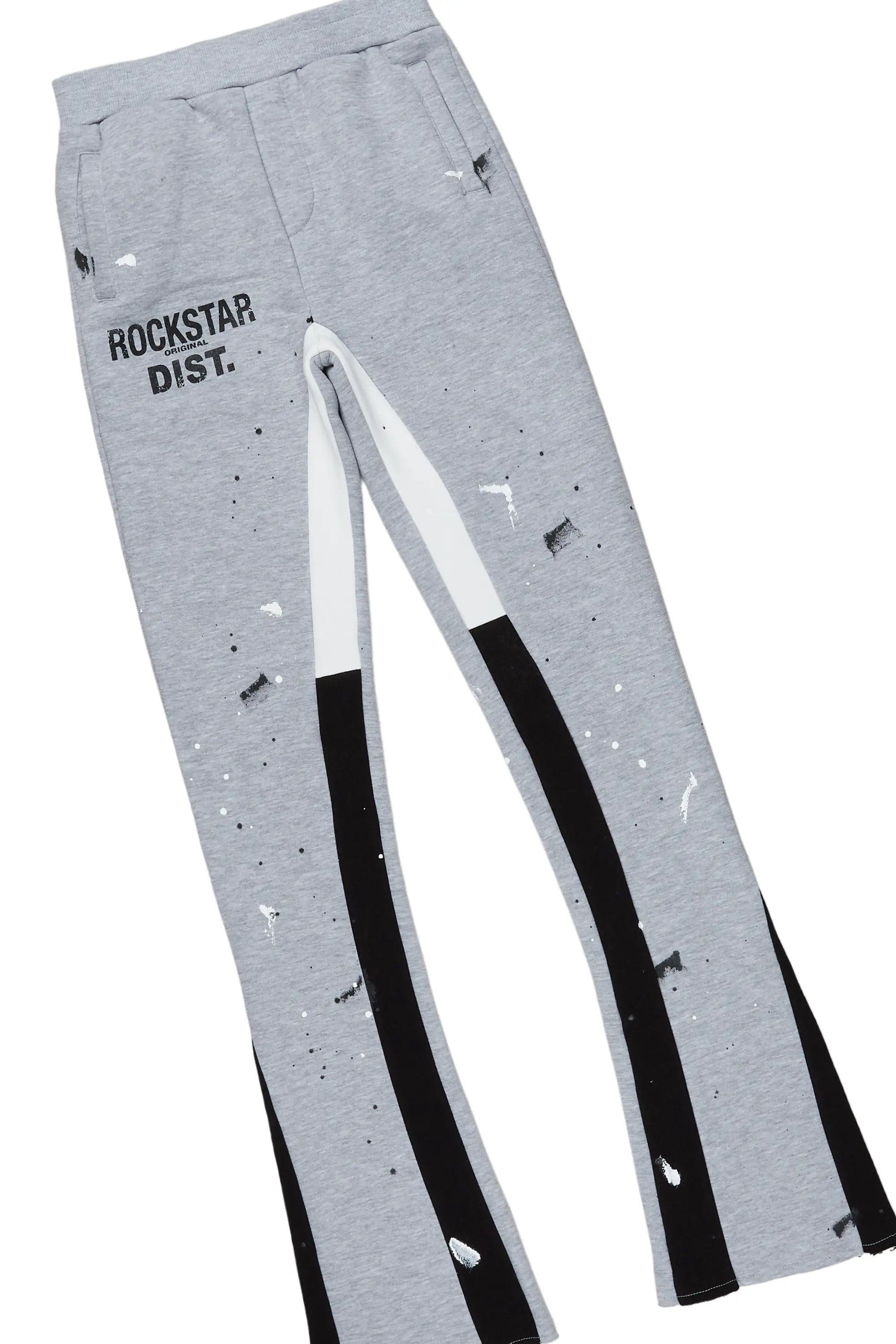Girls Scarlie Grey/Black Hoodie Super Stacked Flare Track Set - Image 6