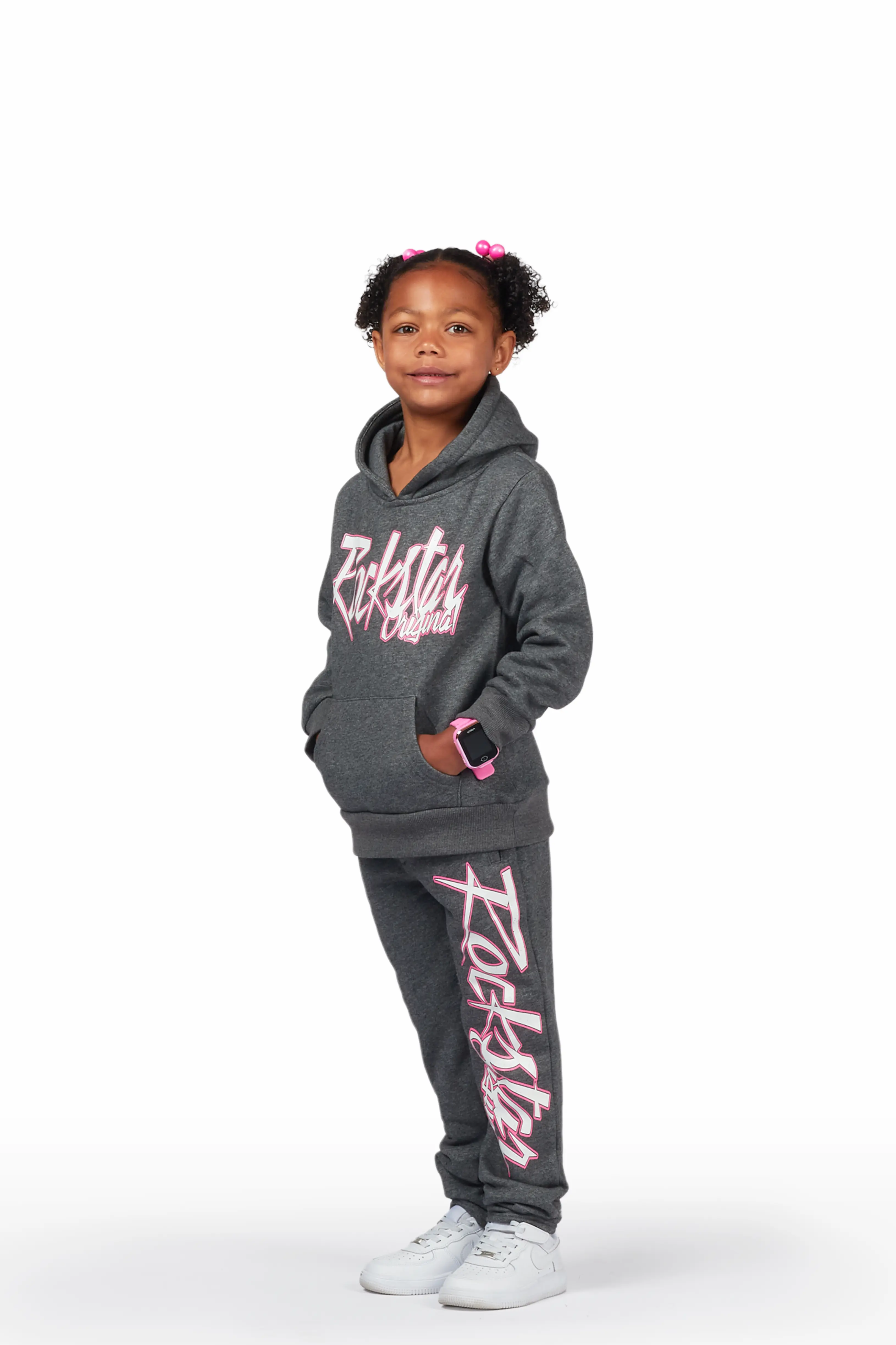 Girls Kalie Charcoal Slim Fit Track Set - Image 2