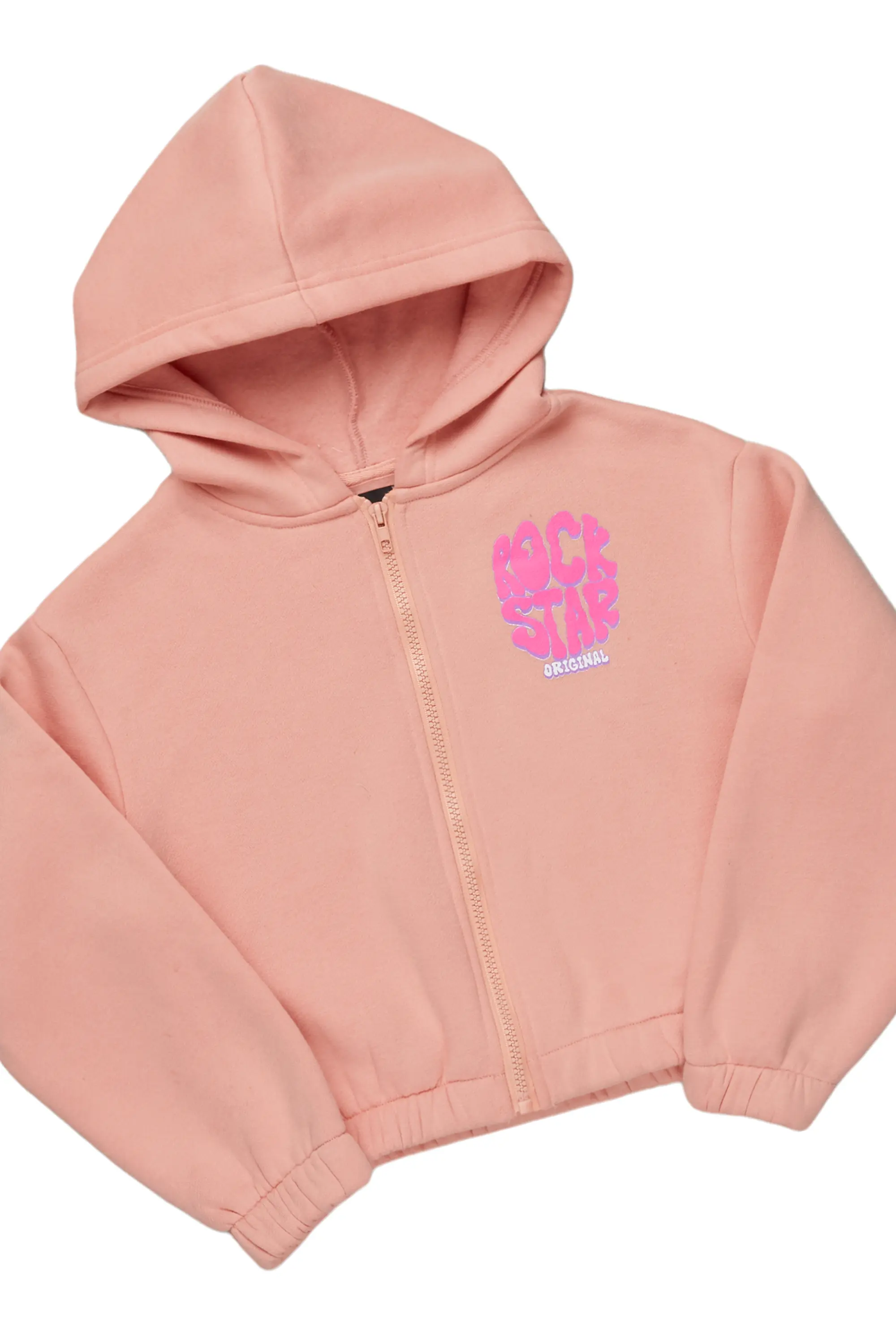 Girls Racha Blush Zip Up Hoodie Pant Set - Image 2