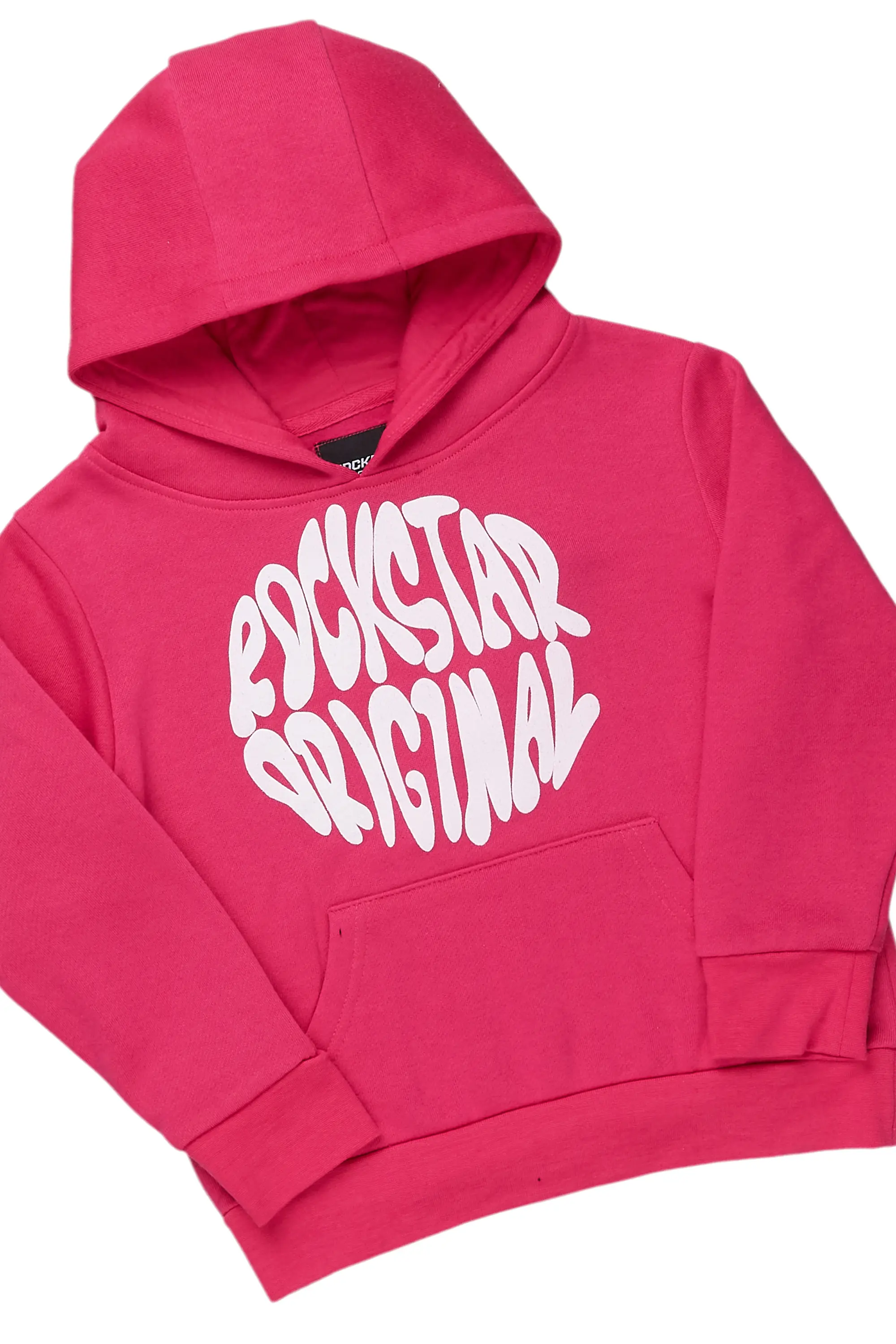 Girls Aria Fuchsia Hoodie Stacked Flare Track Set - Image 2