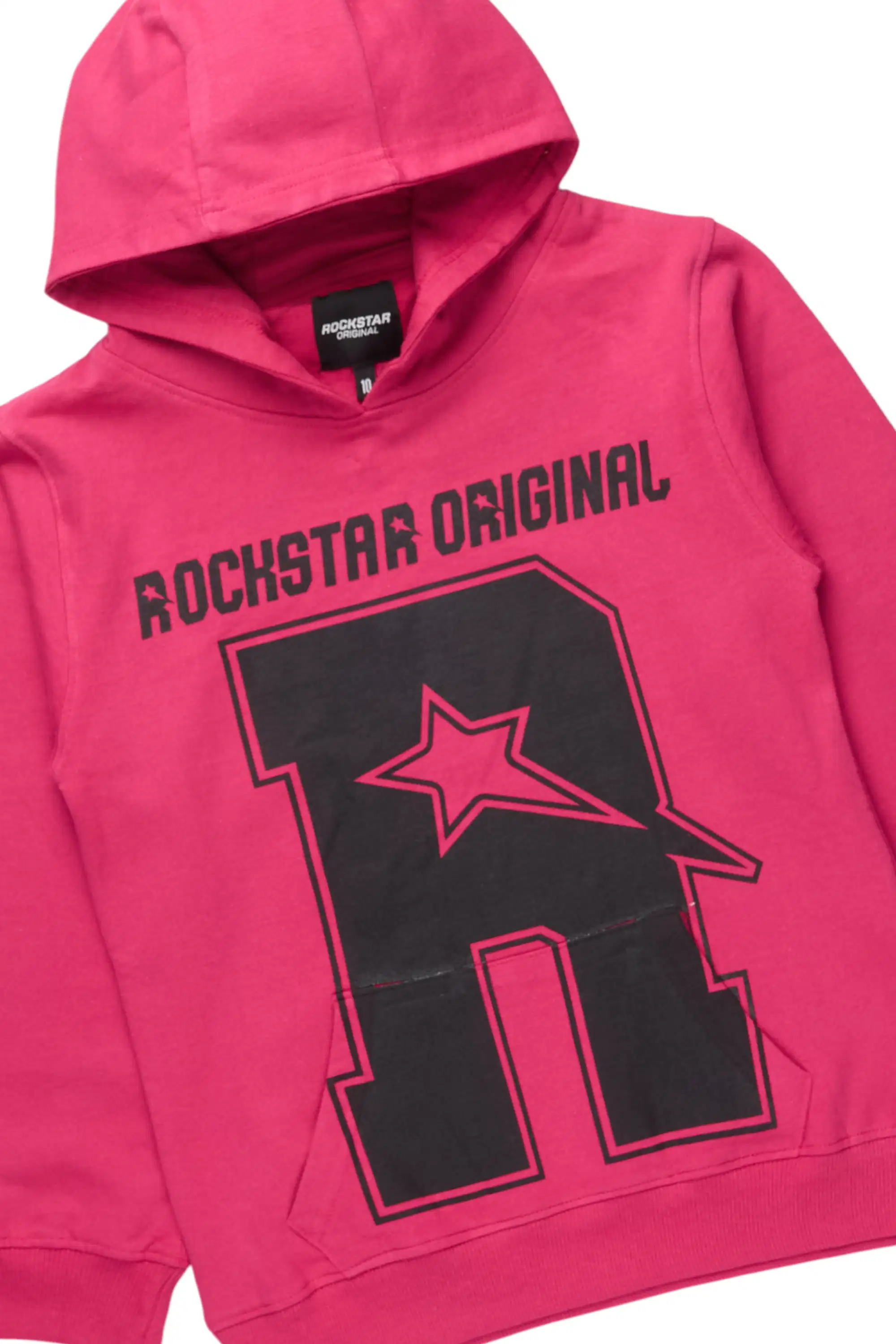 Girls Skendra Fuchsia/Black Hoodie/Stacked Flare Track Set - Image 2