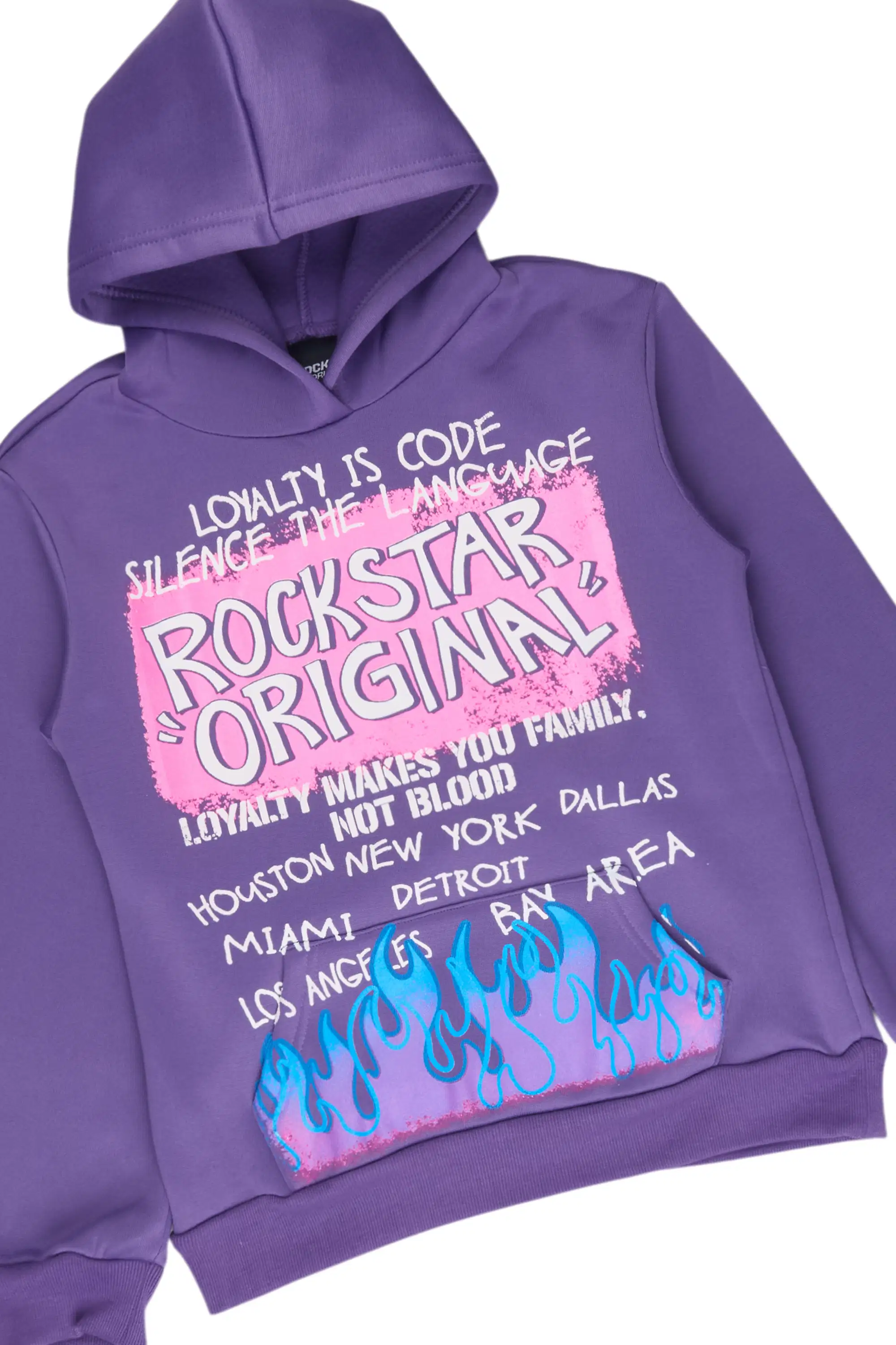 Girls Bridgette 2.0 Purple Hoodie/Stacked Flare Track Set - Image 2