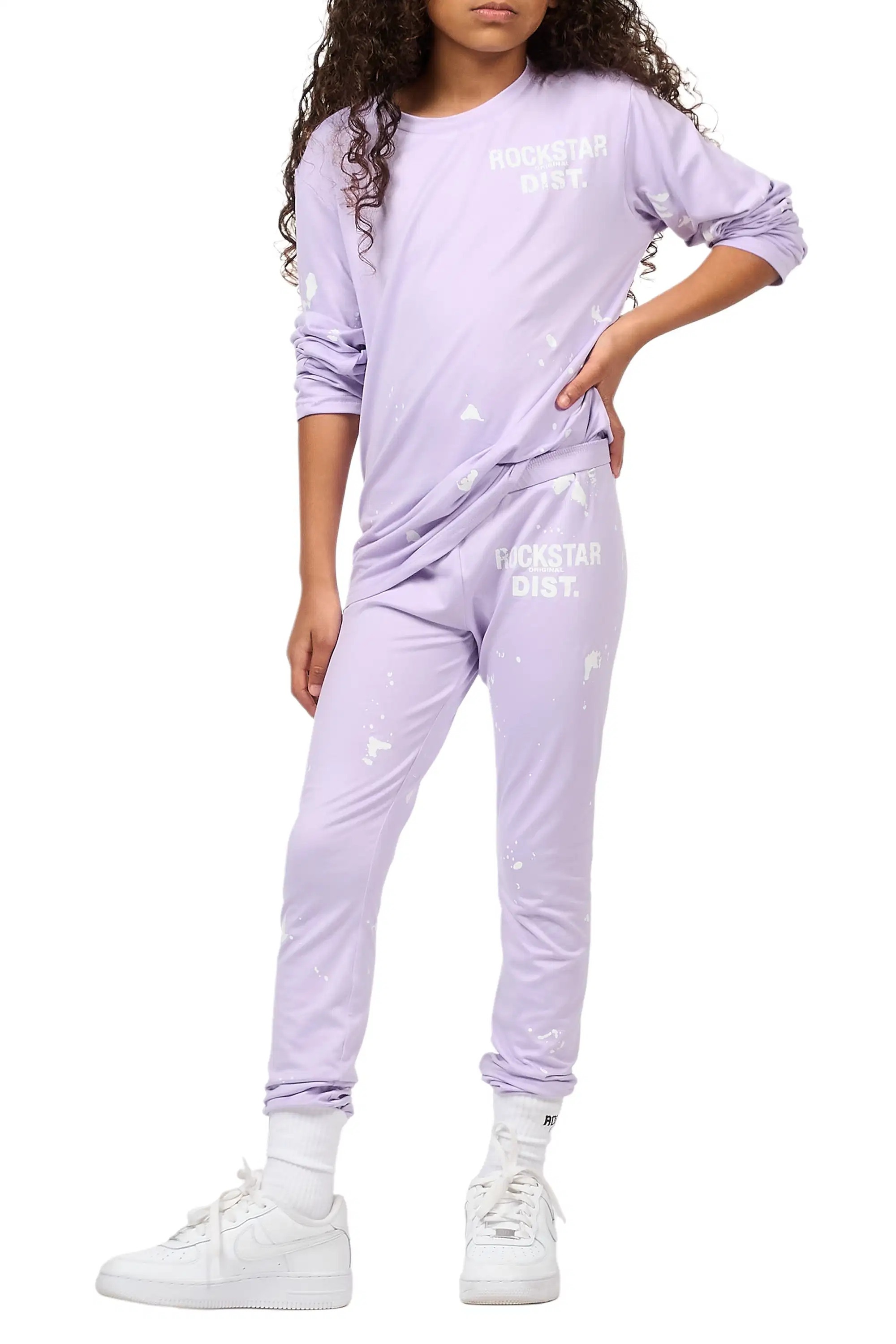 Girls Living For It Lavender Long Sleeve Lounge Set - Image 10