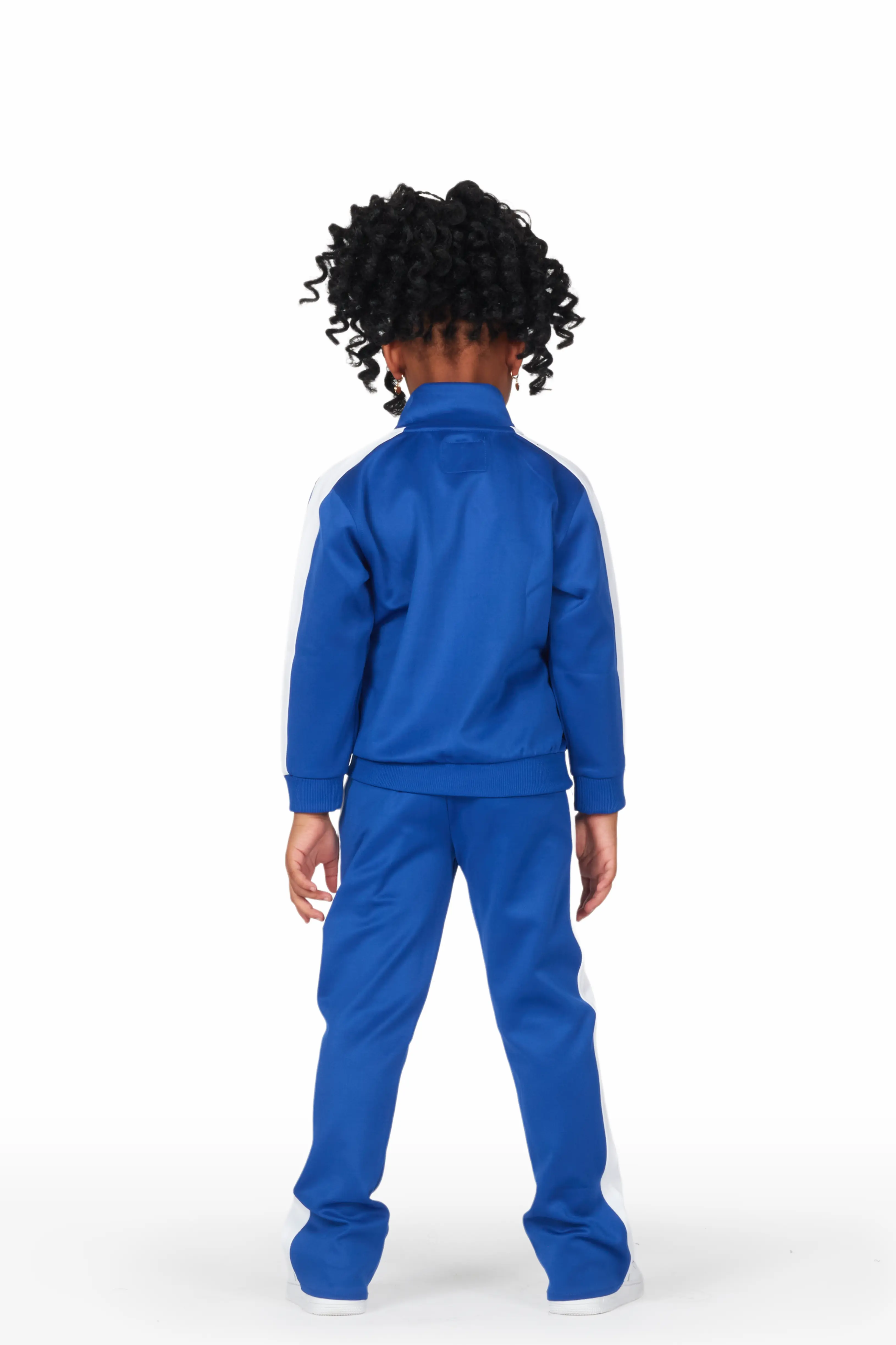 Girls Darbie Royal Blue Tricot Stacked Flared Track Set - Image 4