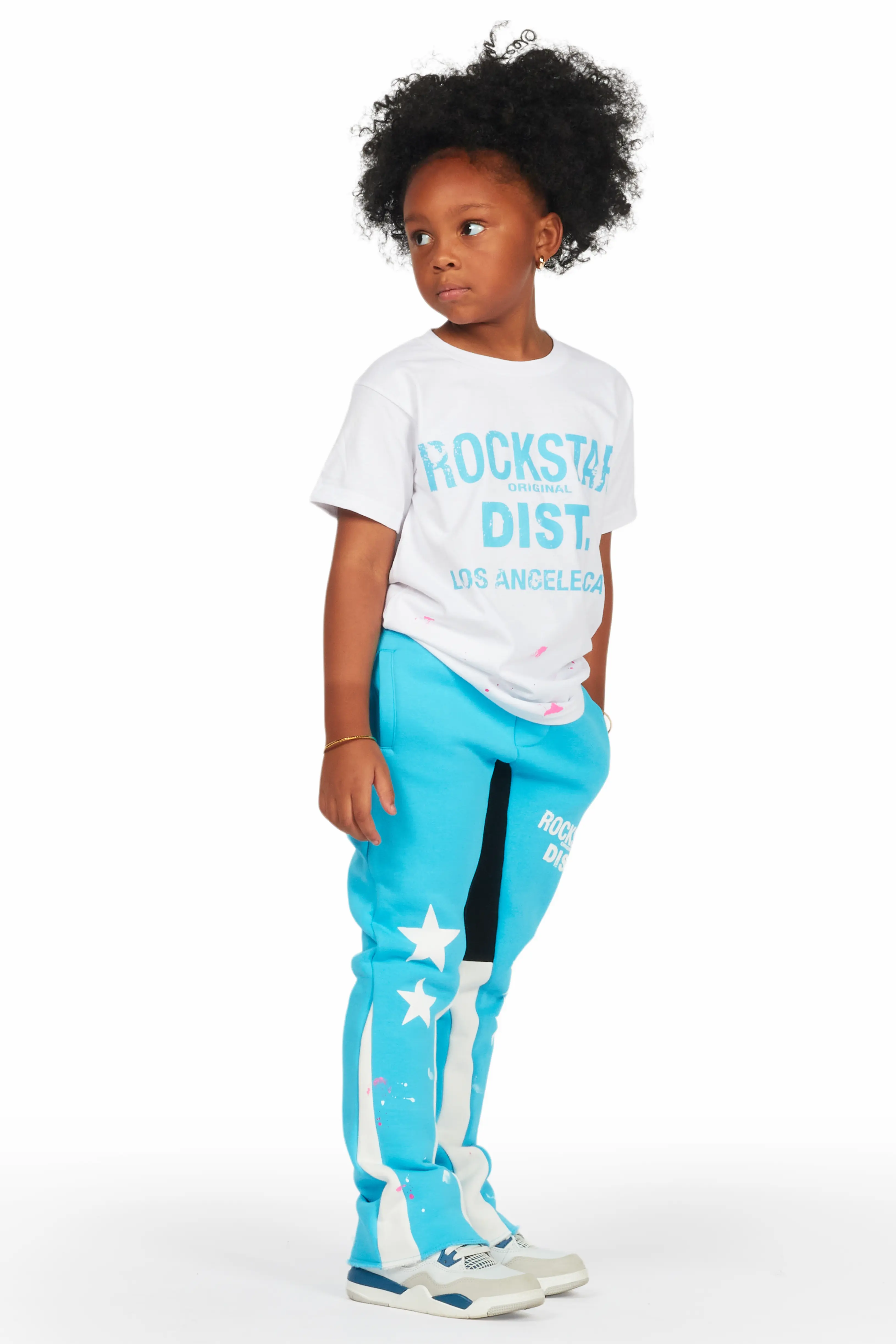 Girls Harlow Blue/White T-Shirt Stacked Set - Image 4