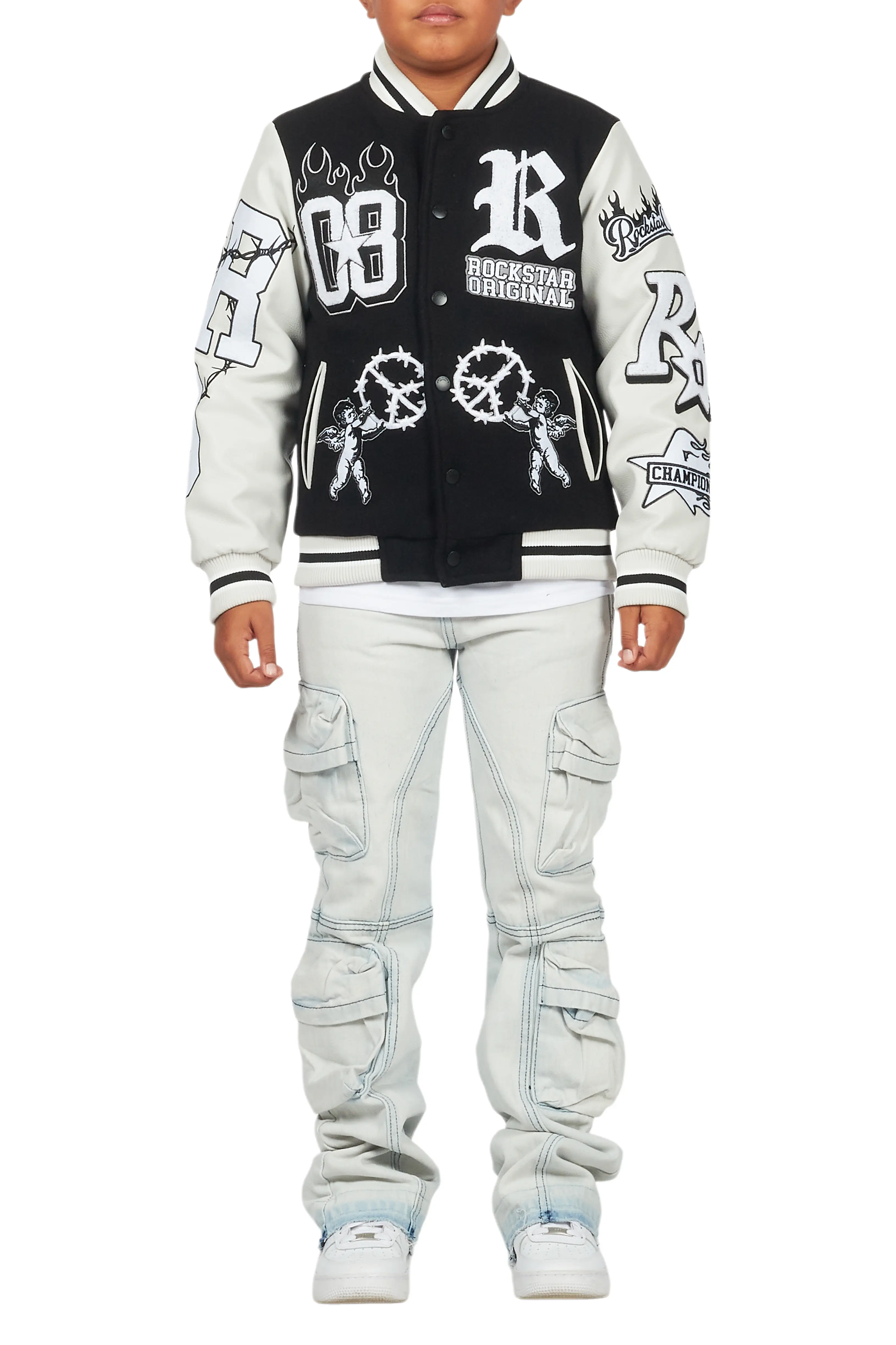 Boys Rune Black Varsity Jacket - Image 10
