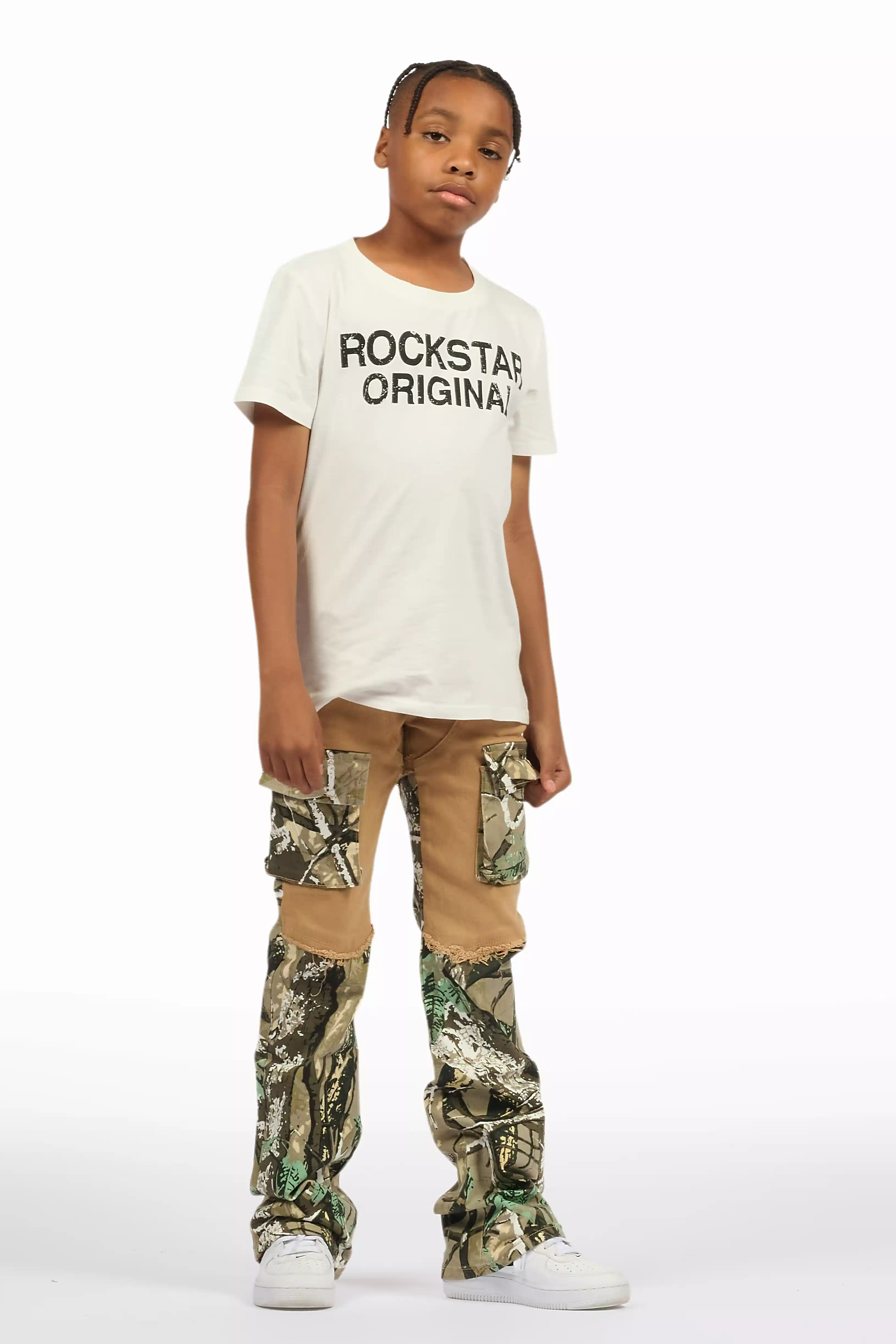 Boys Denka Beige Stacked Fit Jean - Image 11