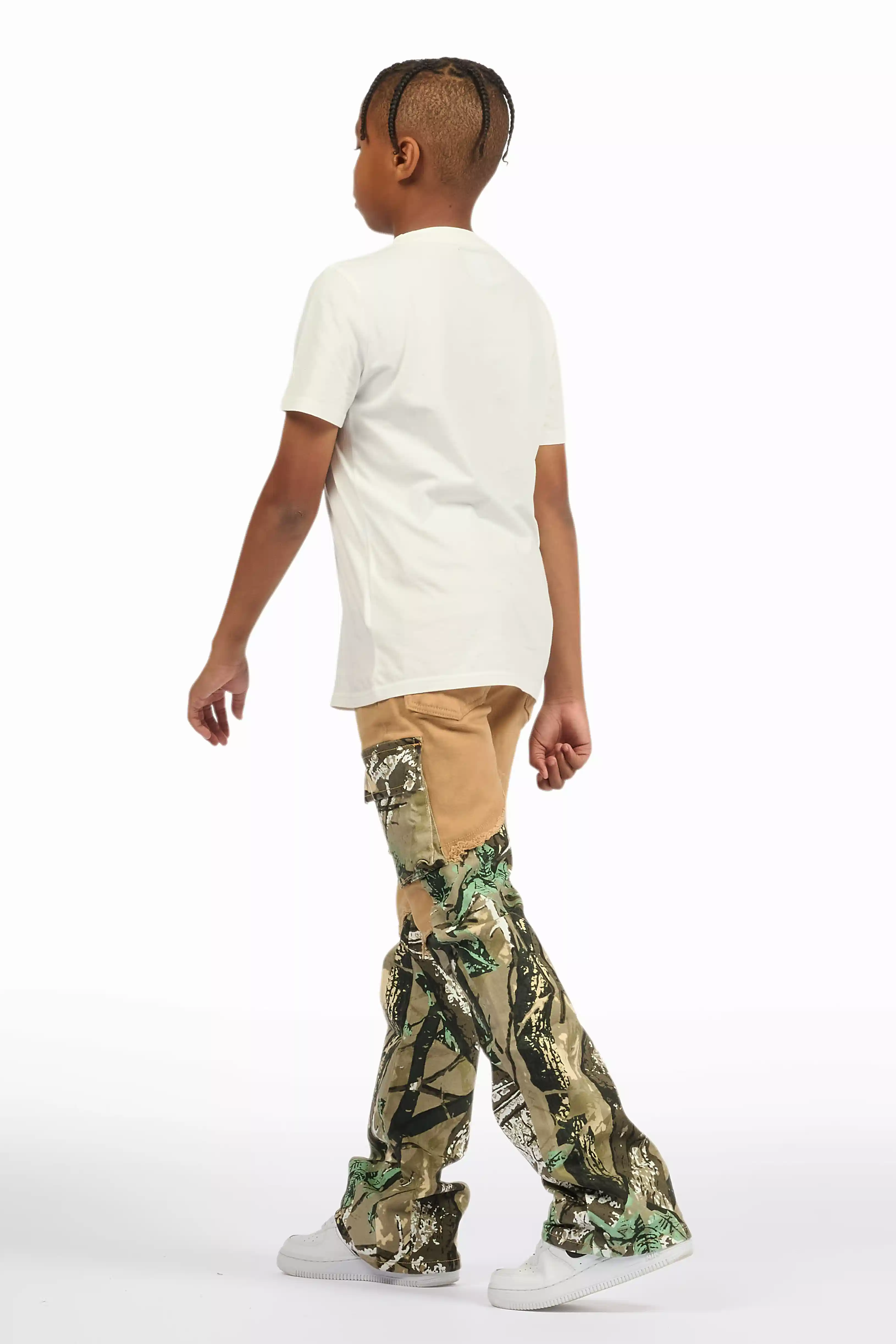 Boys Denka Beige Stacked Fit Jean - Image 8