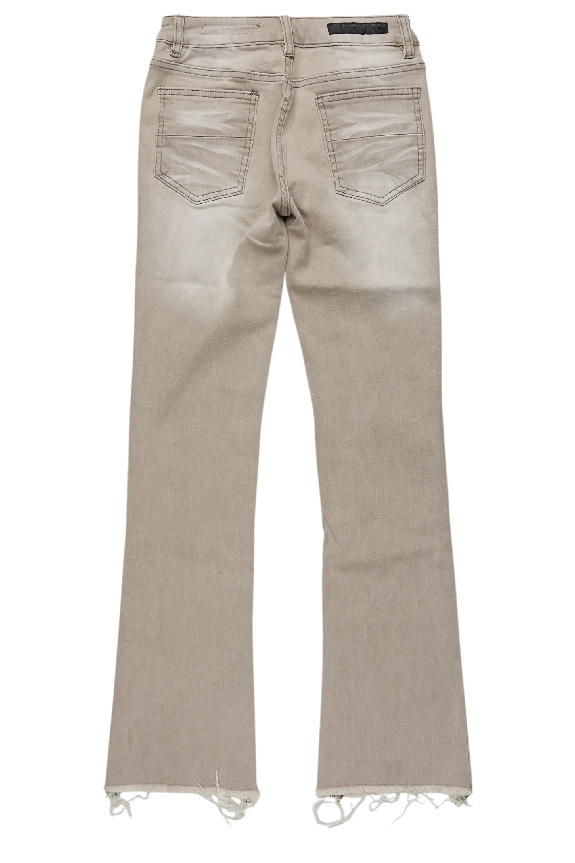 Boys Edgar Grey/Yellow Patchwork Stacked Flare Jean - Image 3