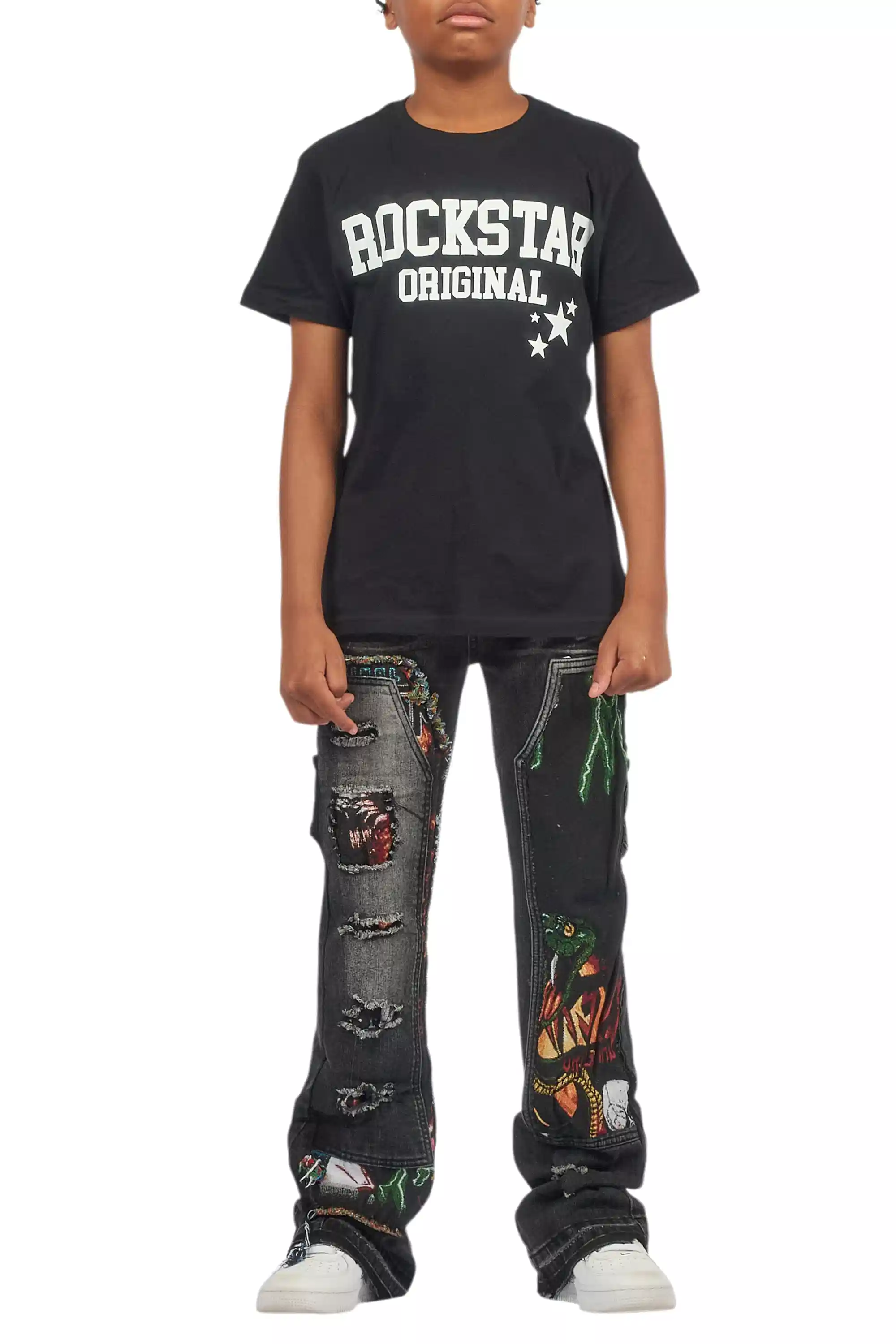 Boys Yanis Black Baggy Fit Jean - Image 10