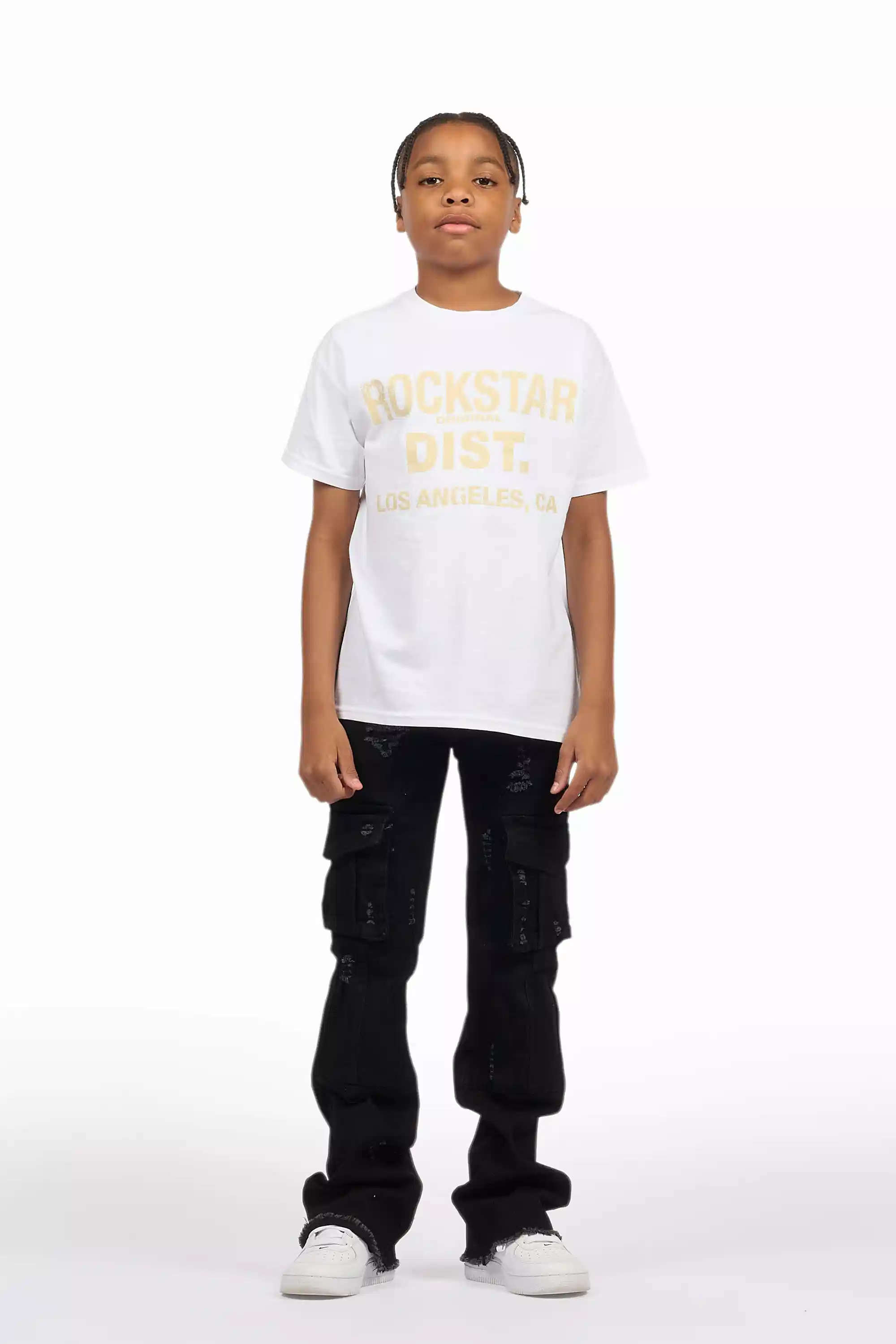 Boys Adalee Black Stacked Flare Jean - Image 3