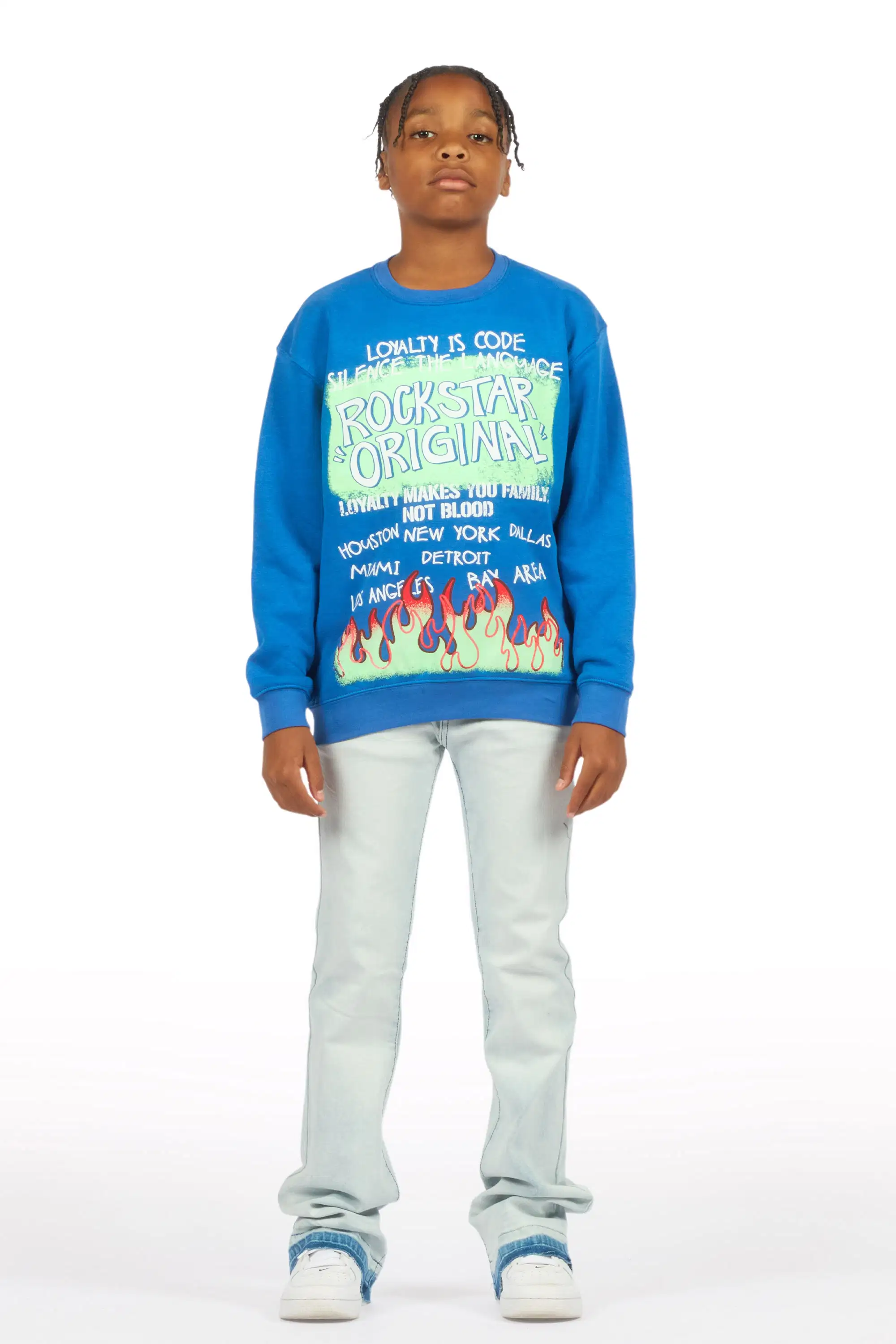 Boys Dag Blue Stacked Flare Jean - Image 3