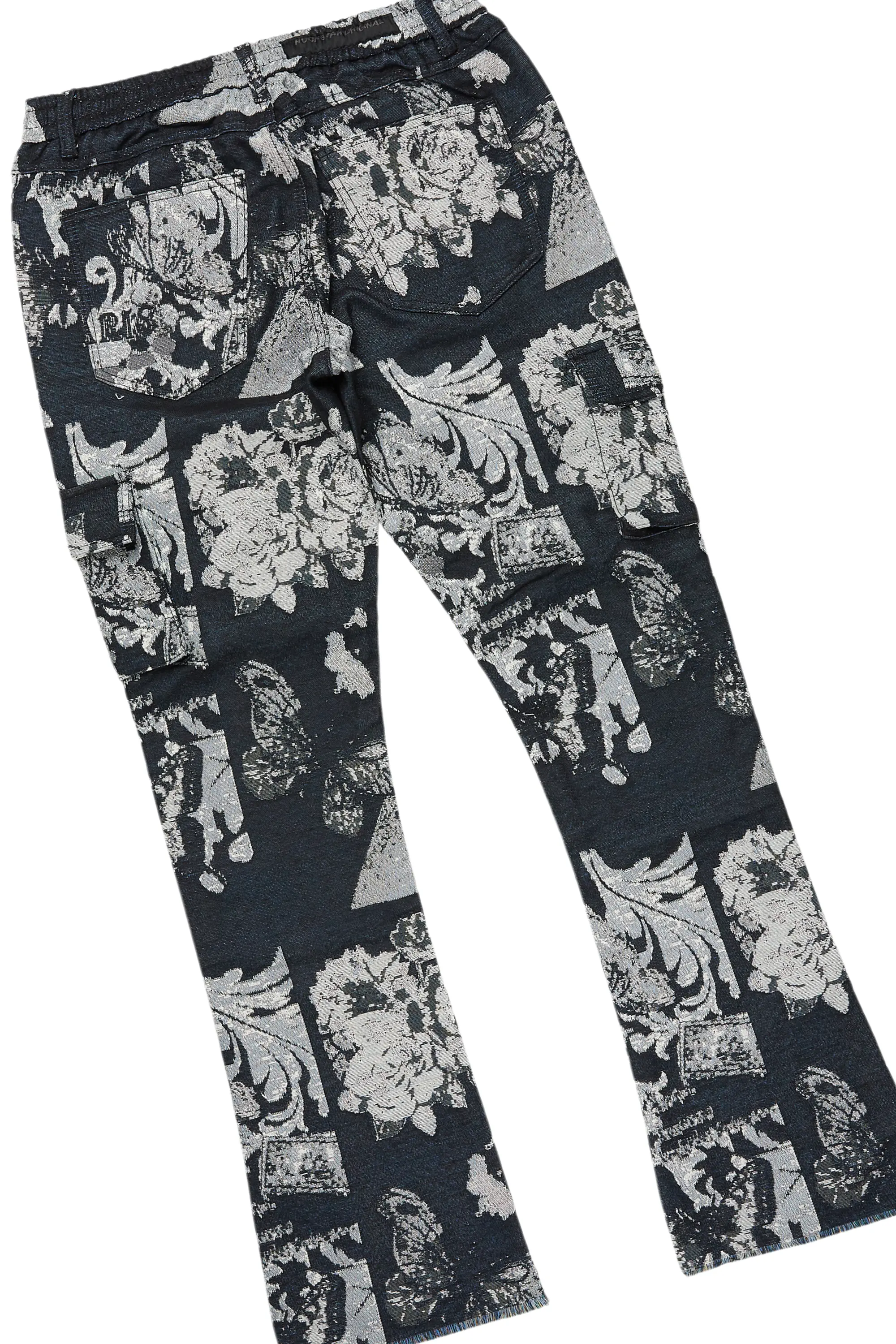 Girls Lamia Black Tapestry Puffer Jacket/Flare Jean Set - Image 6