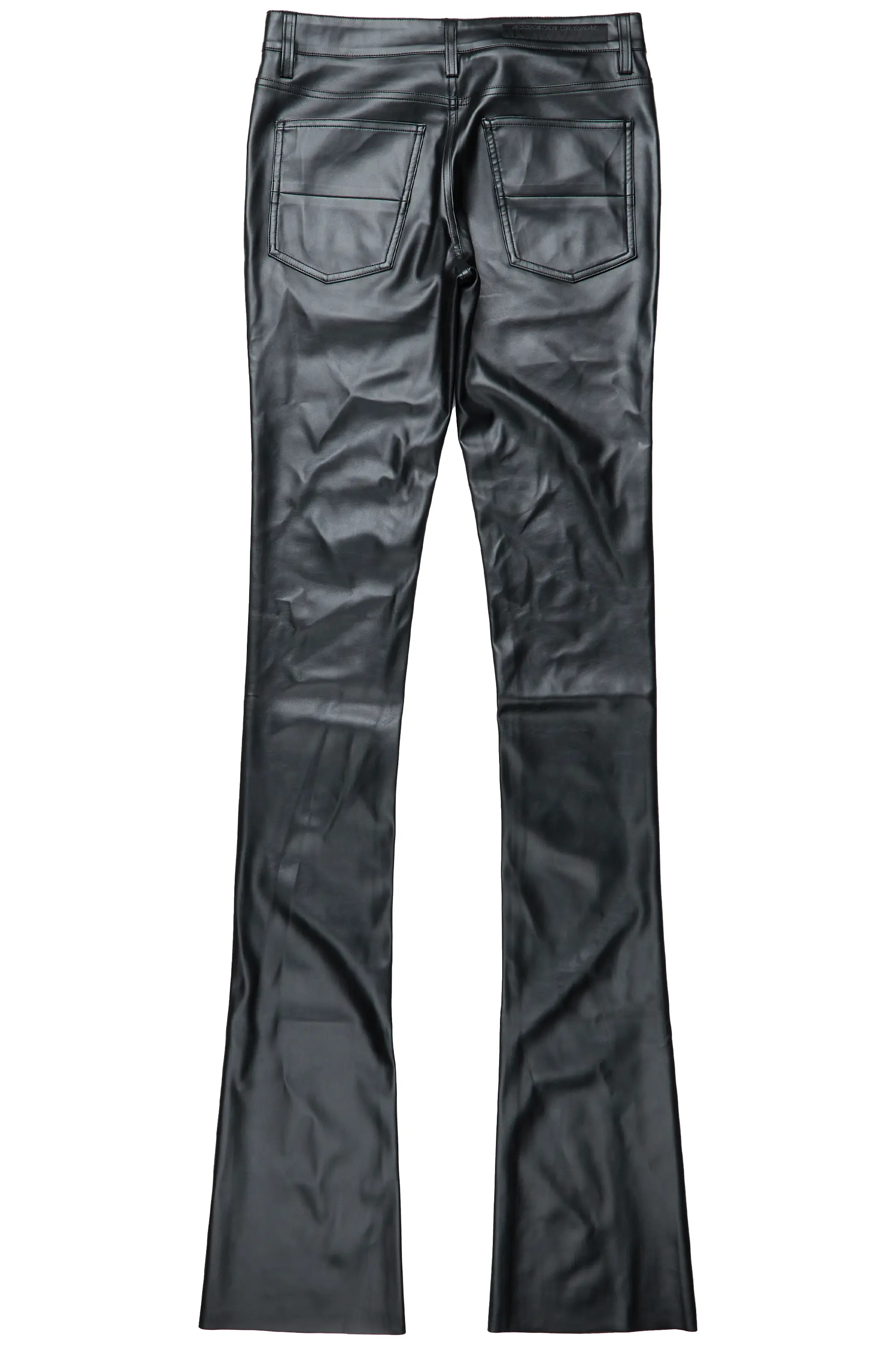 Ricky Black Super Stacked Faux Leather Pant - Image 2