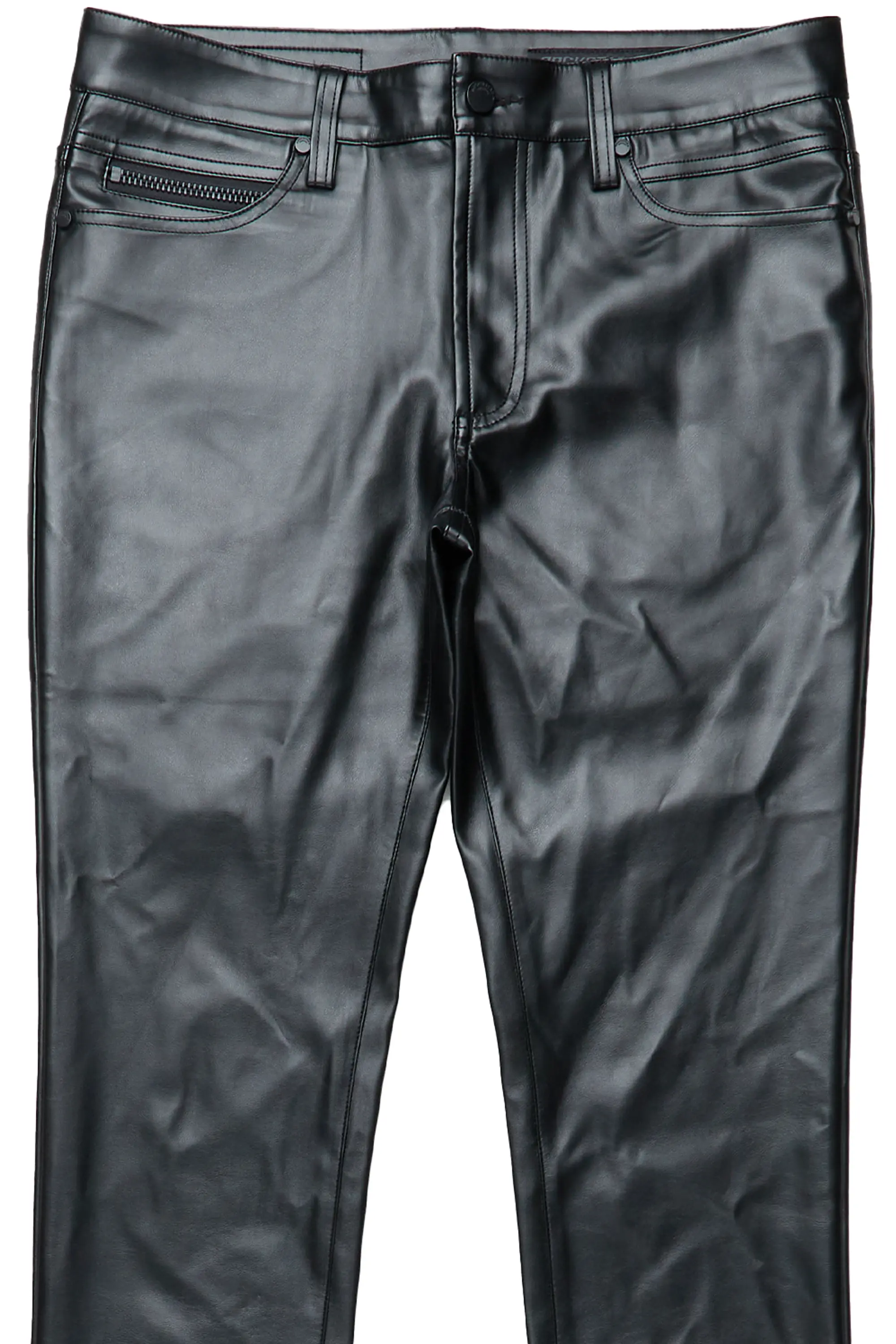 Ricky Black Super Stacked Faux Leather Pant - Image 8