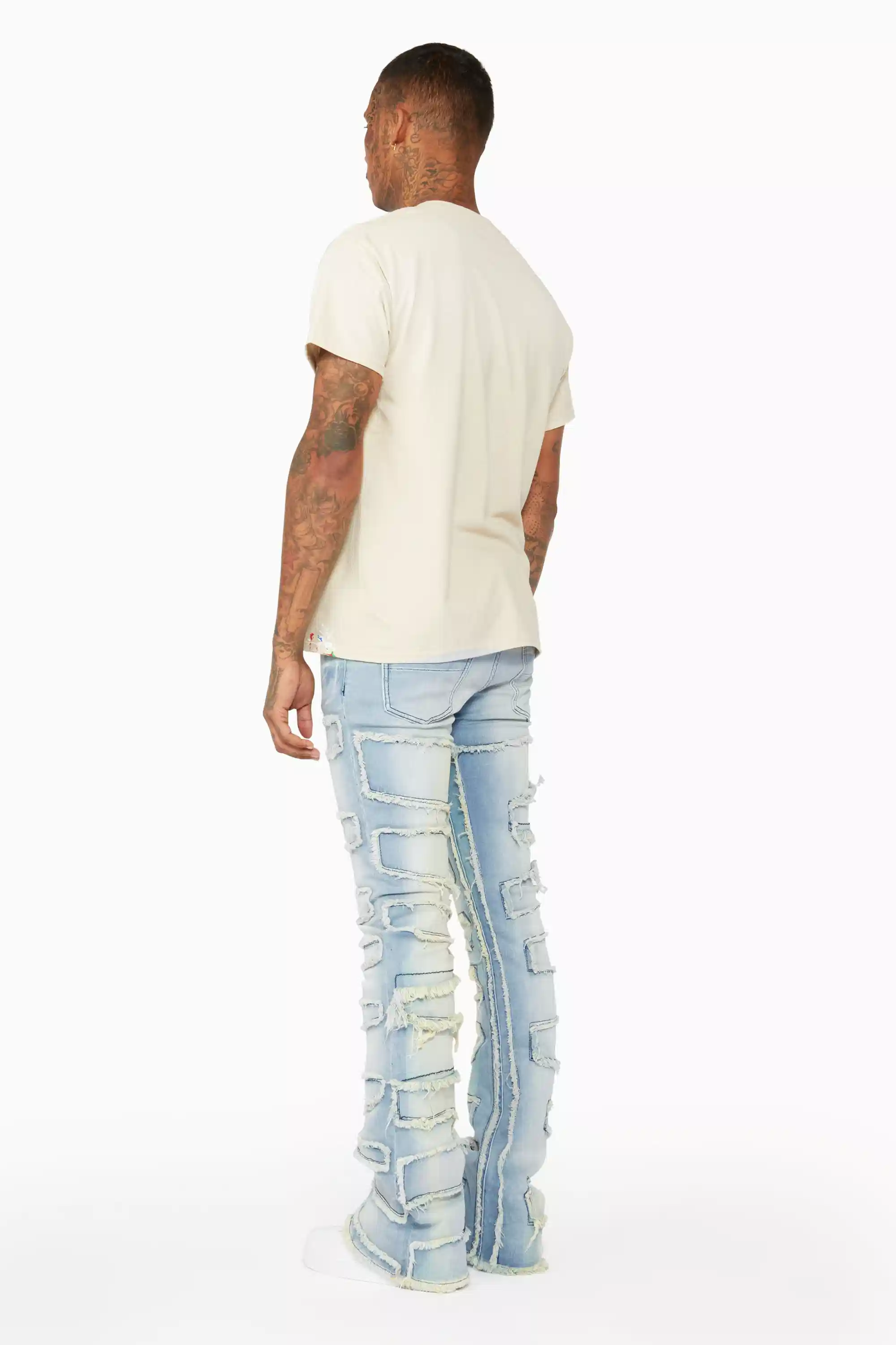 Shake Light Blue Stacked Flare Jean - Image 12