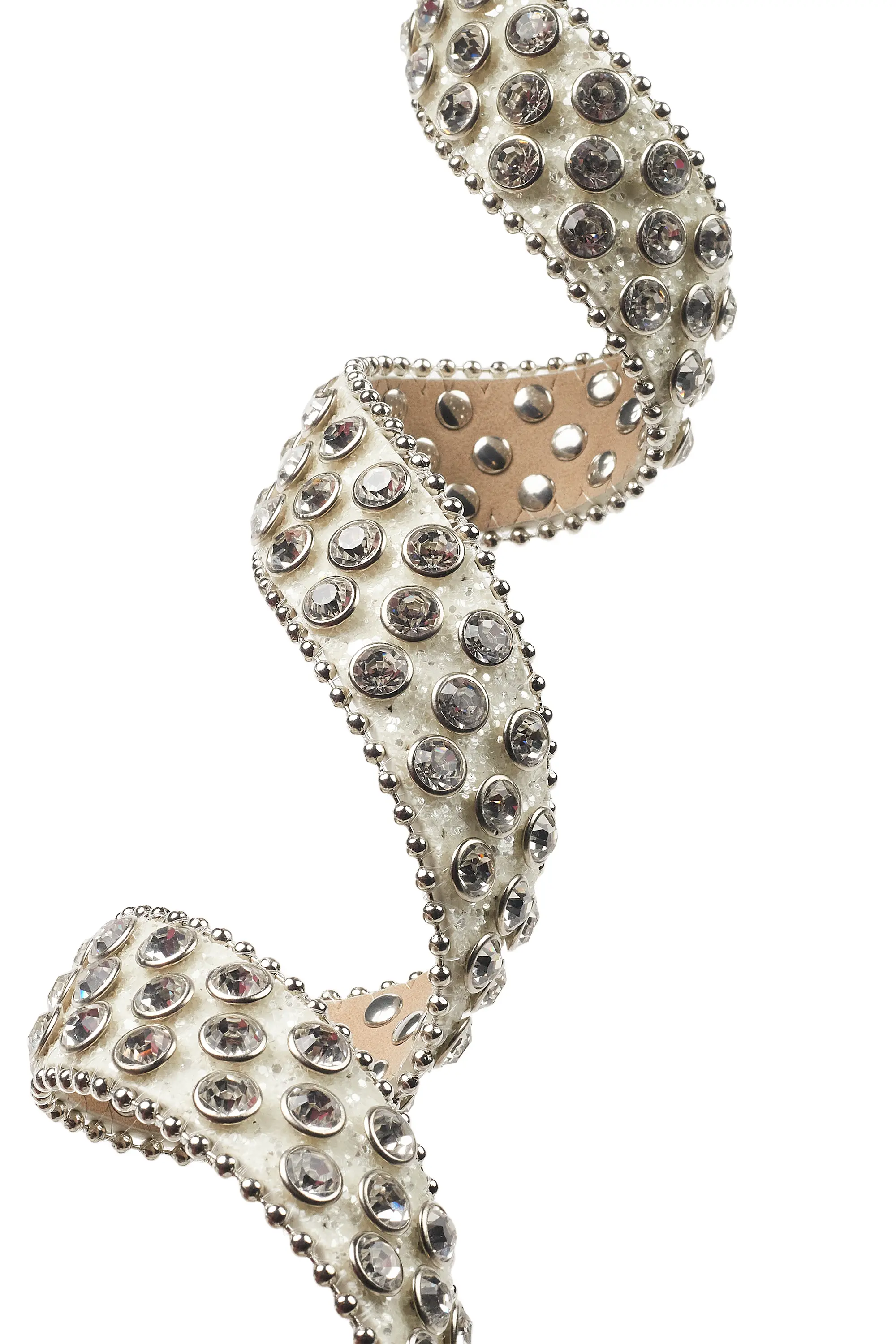 Tedros Rhinestone Silver Rockstar Logo Narrow Belt - Image 2
