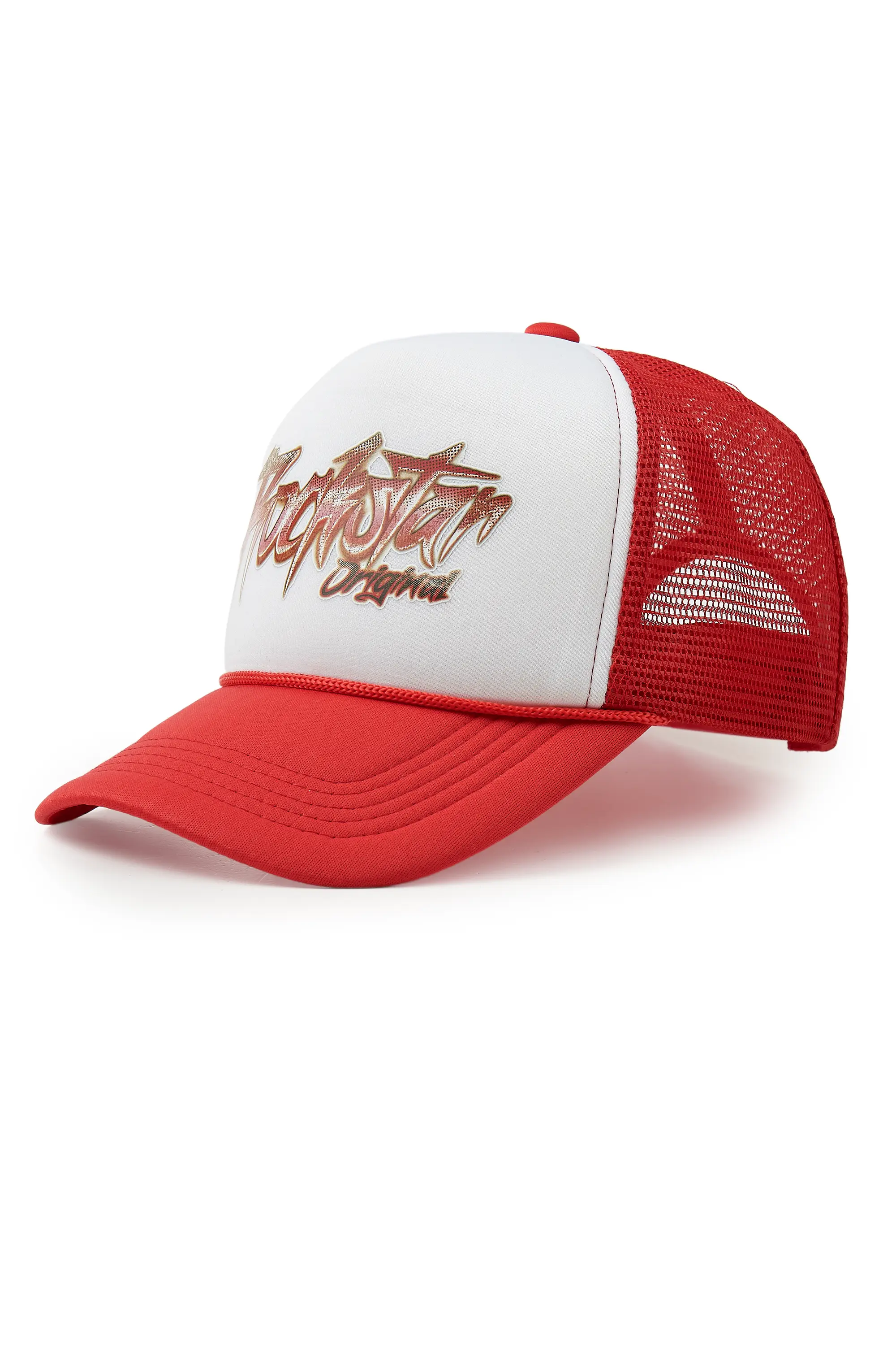 Mikelo White/Red Trucker Hat - Image 2