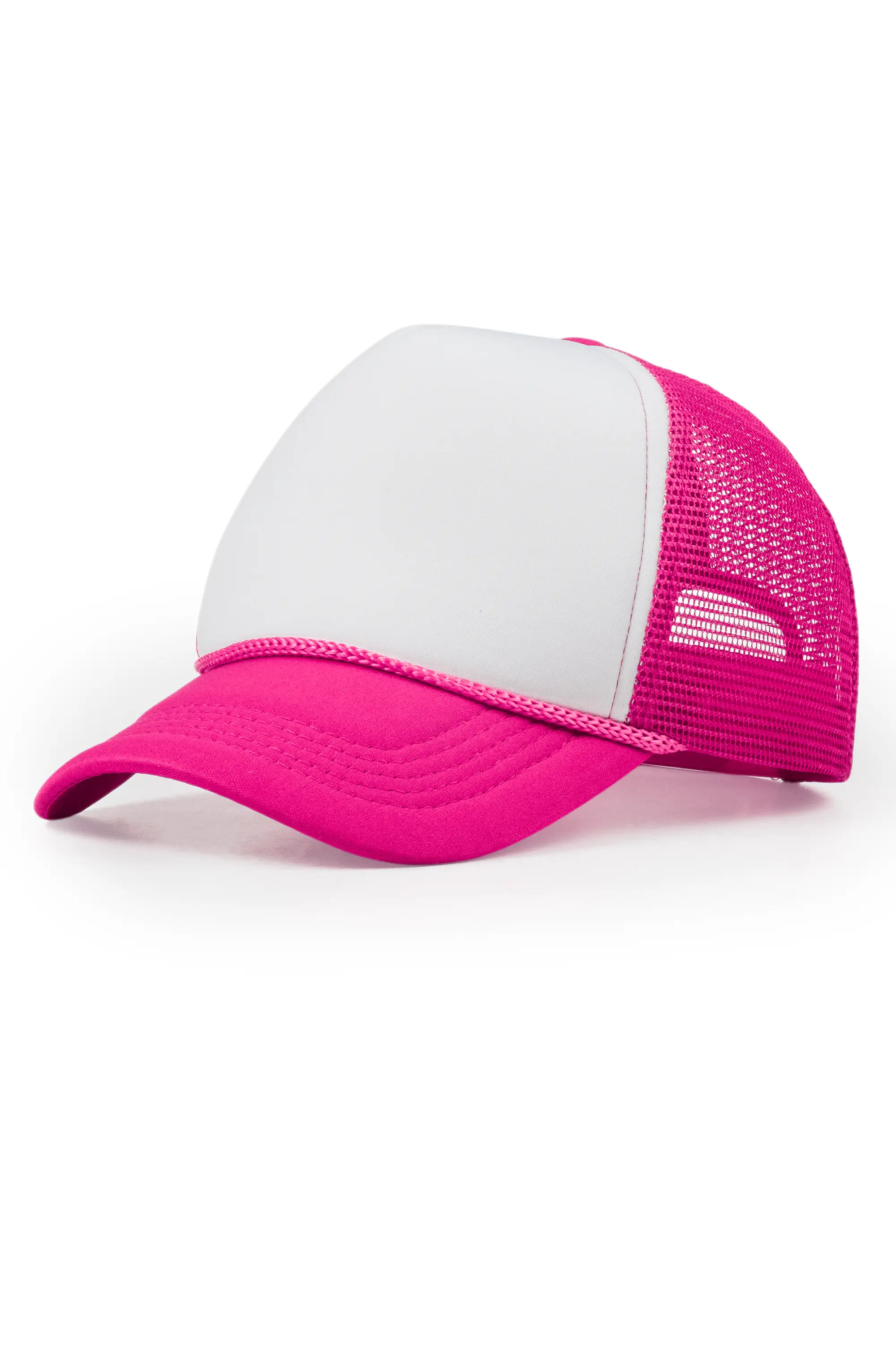 Womens White/Hot Pink Basic Trucker Hat - Image 2