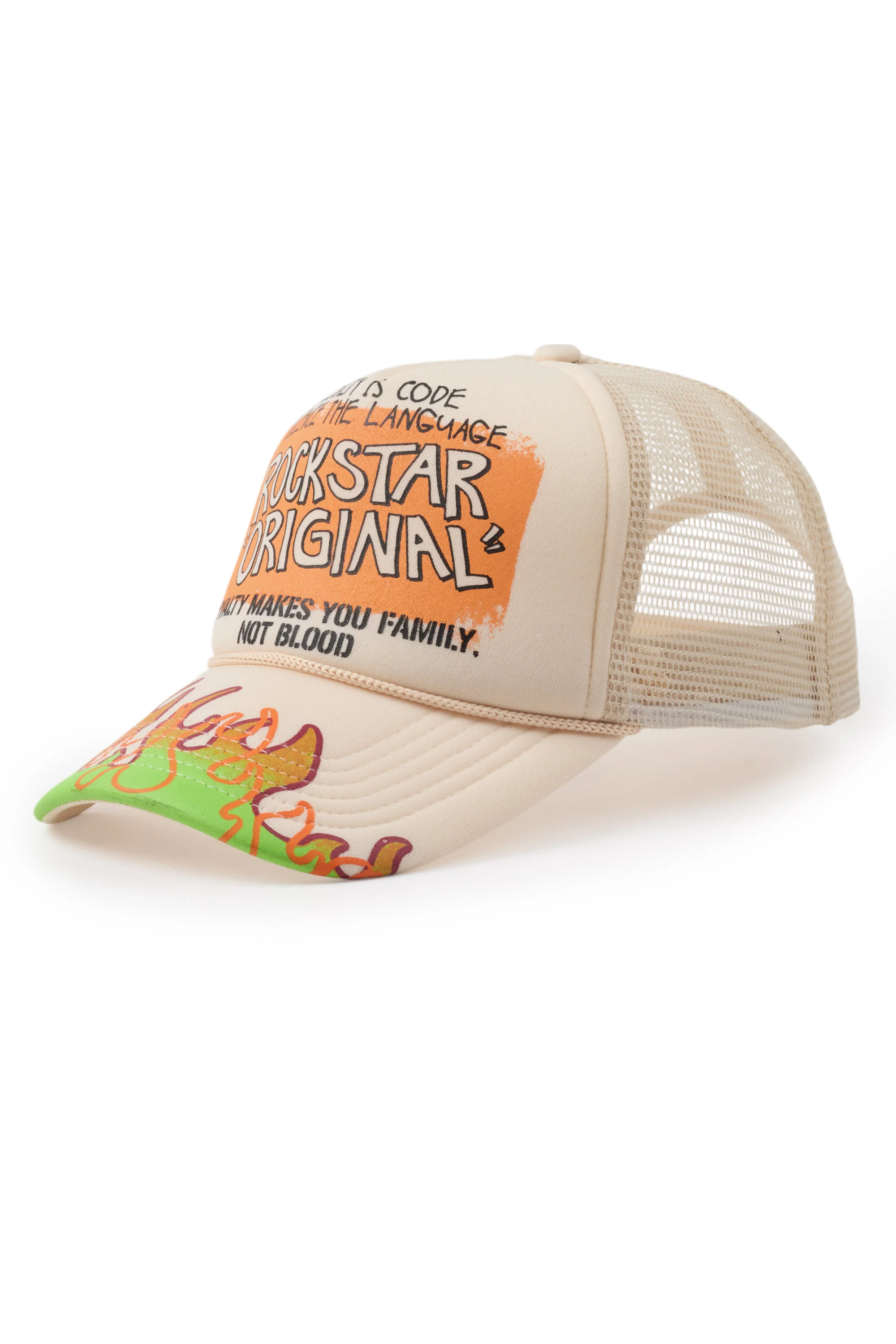 Beno Khaki Flames Graphic Trucker Hat - Image 2