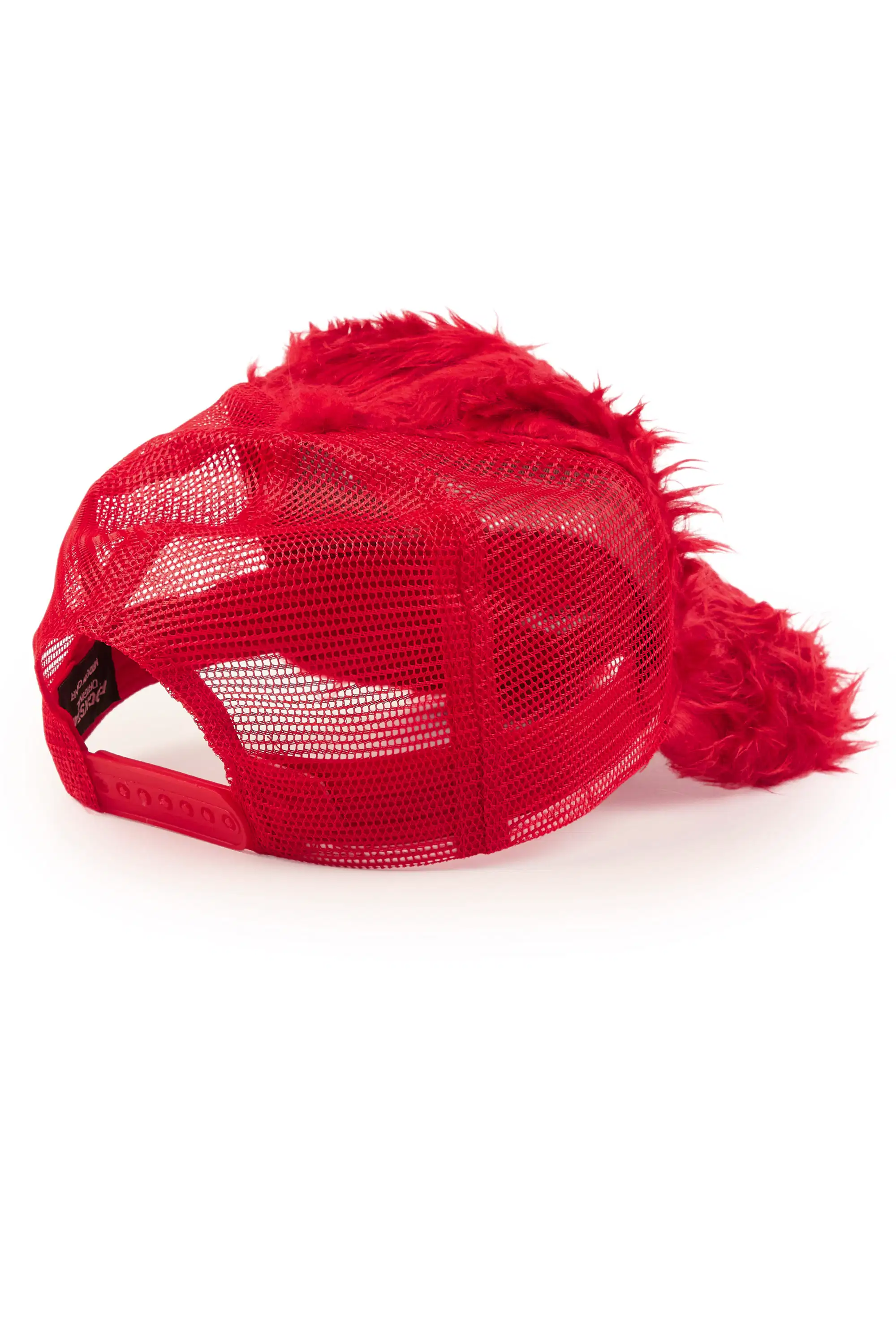Shaggy Red Fur Trucker Hat - Image 3