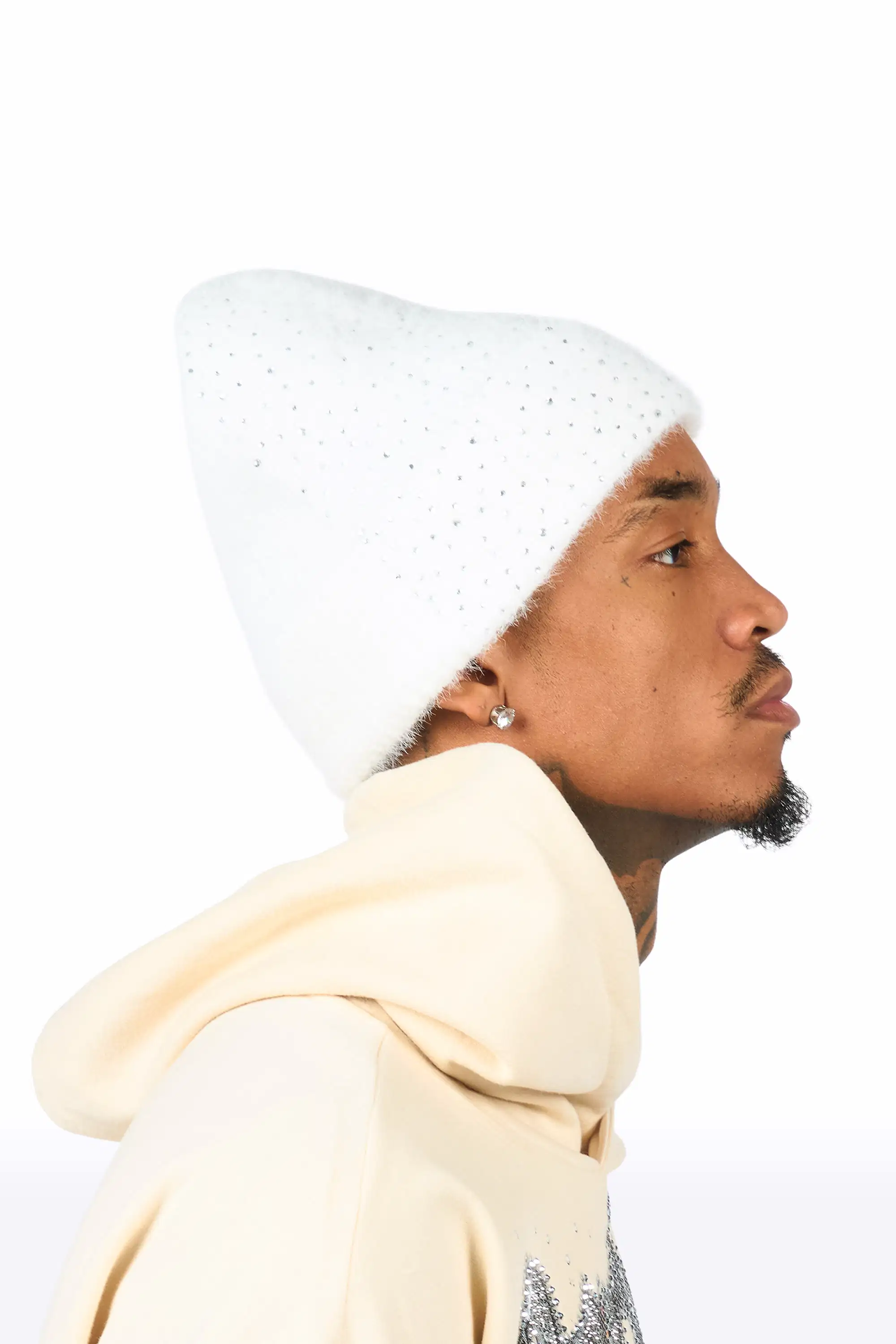 Noir White Rhinestone Beanie - Image 3