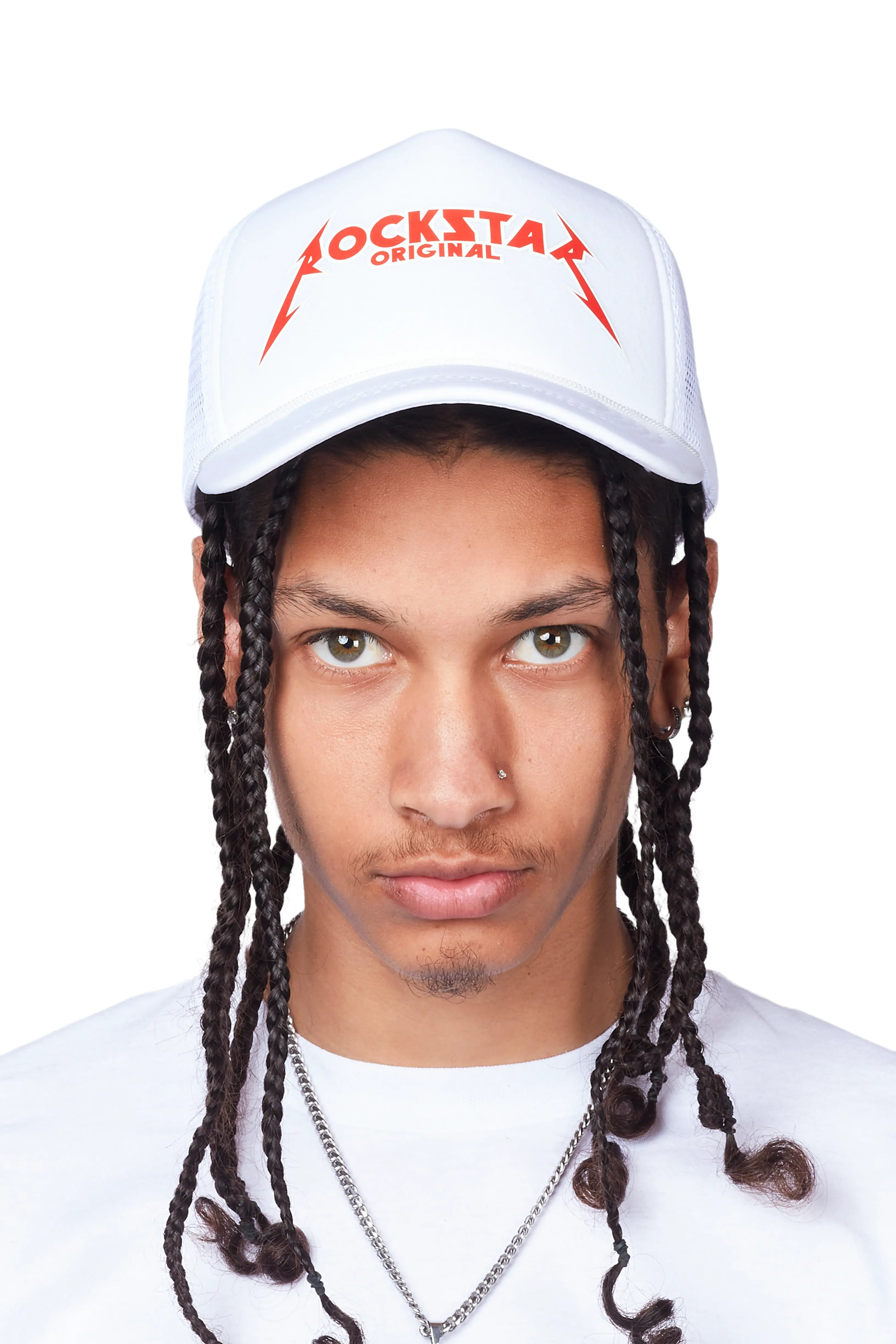 Rockband Logo Trucker Hat- White - Image 2