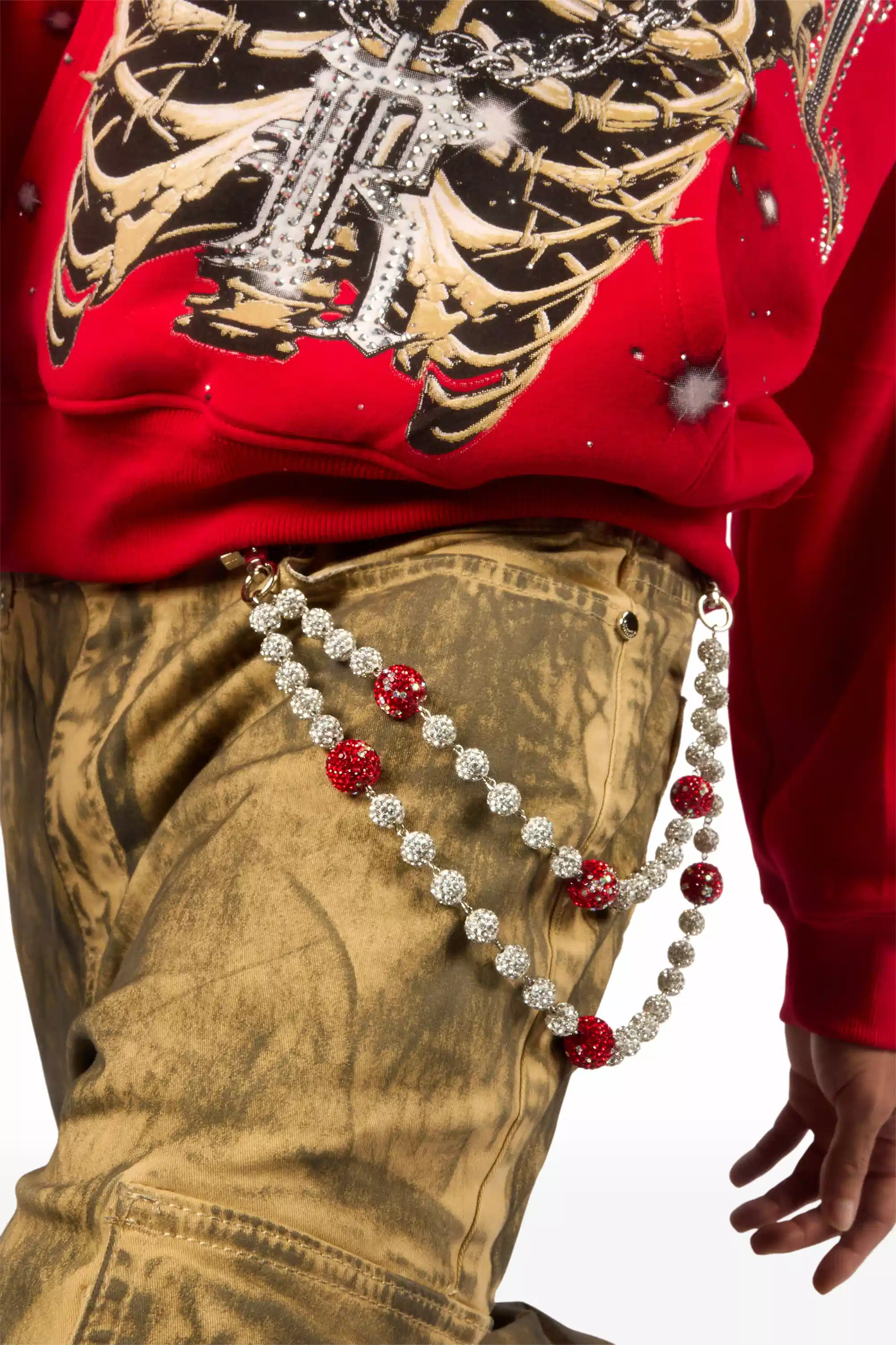 Baller White/Red Wallet Chain - Image 2