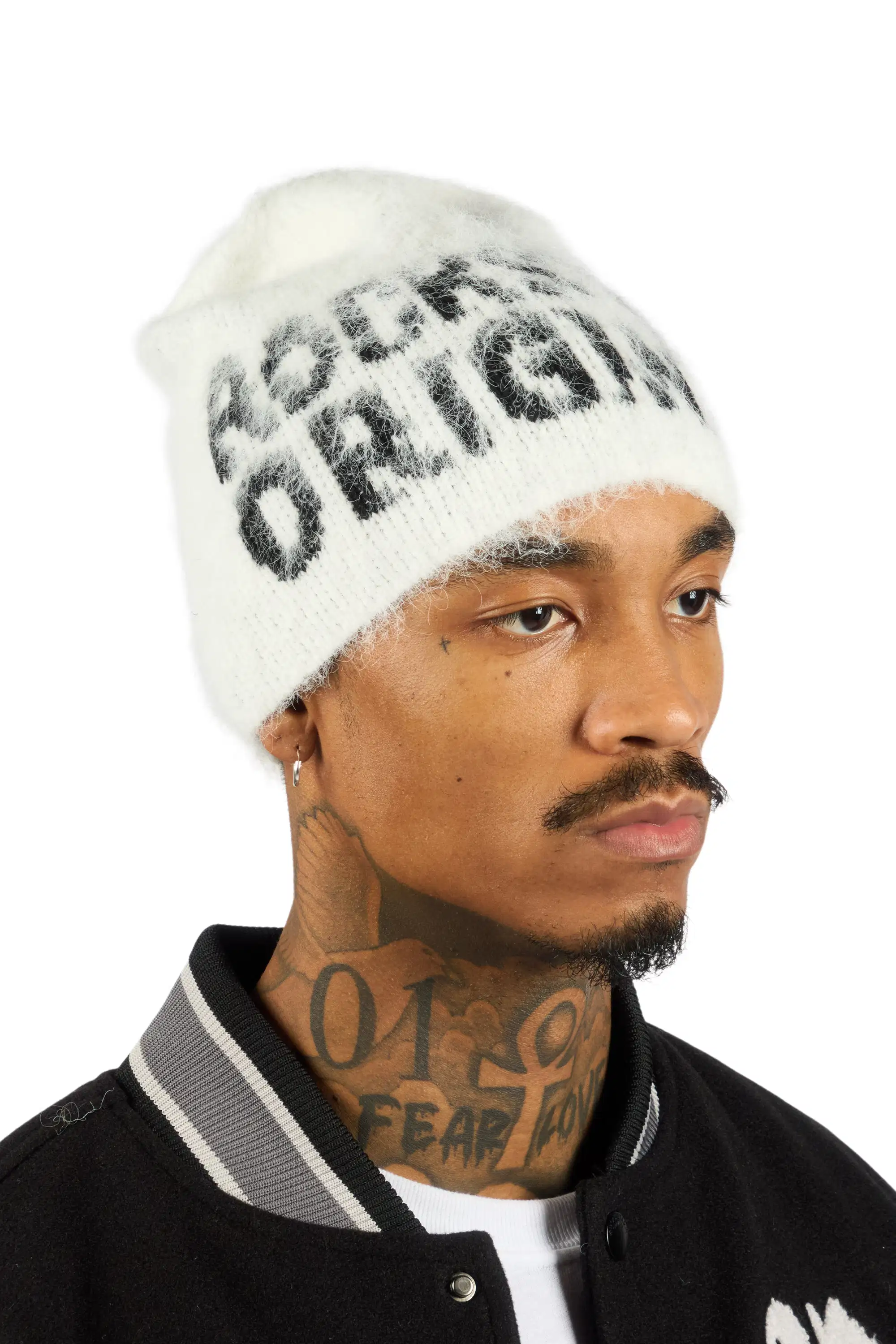 Toshio White Knitted Mohair Beanie - Image 3