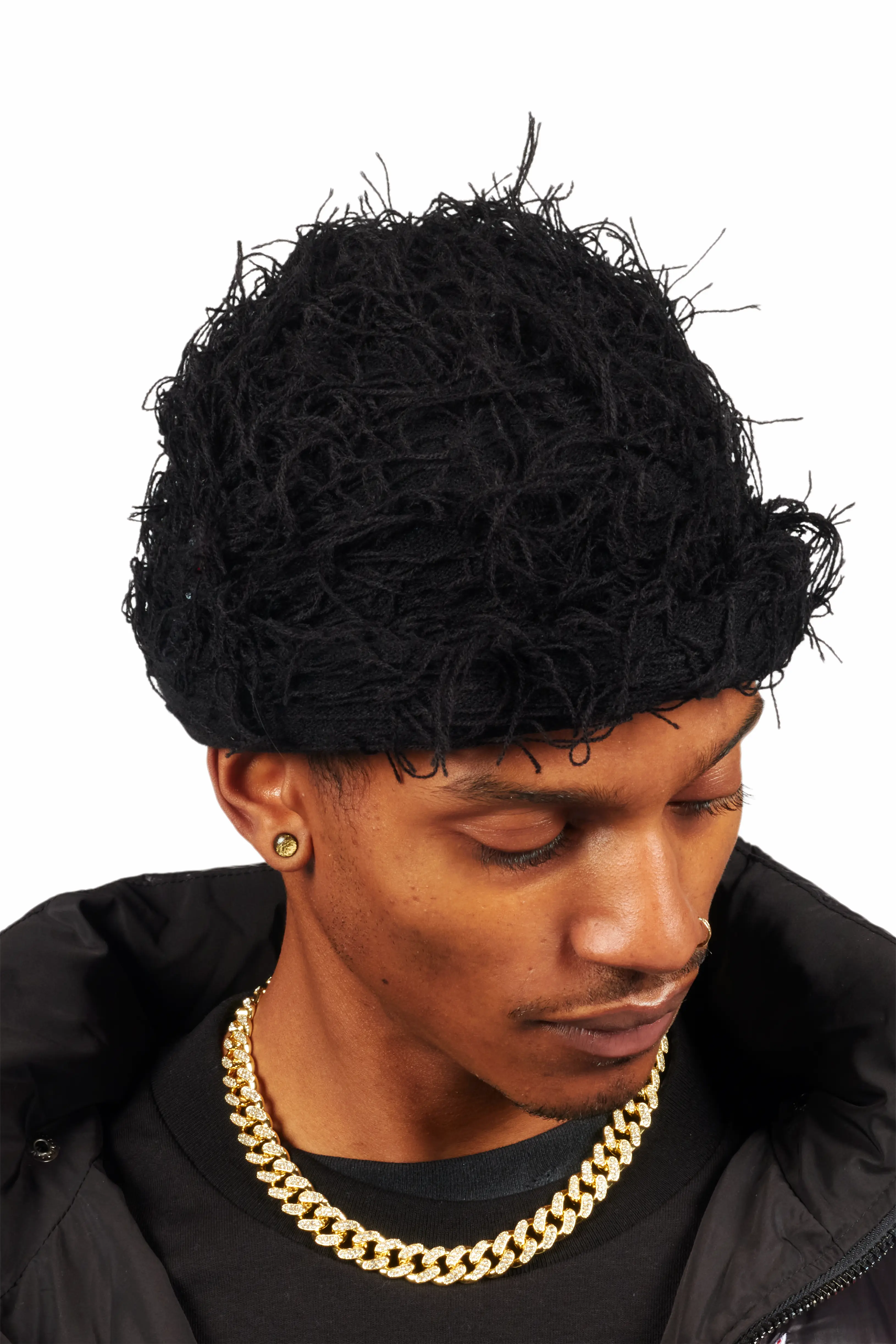 Otto Black Fuzzy Beanie - Image 4