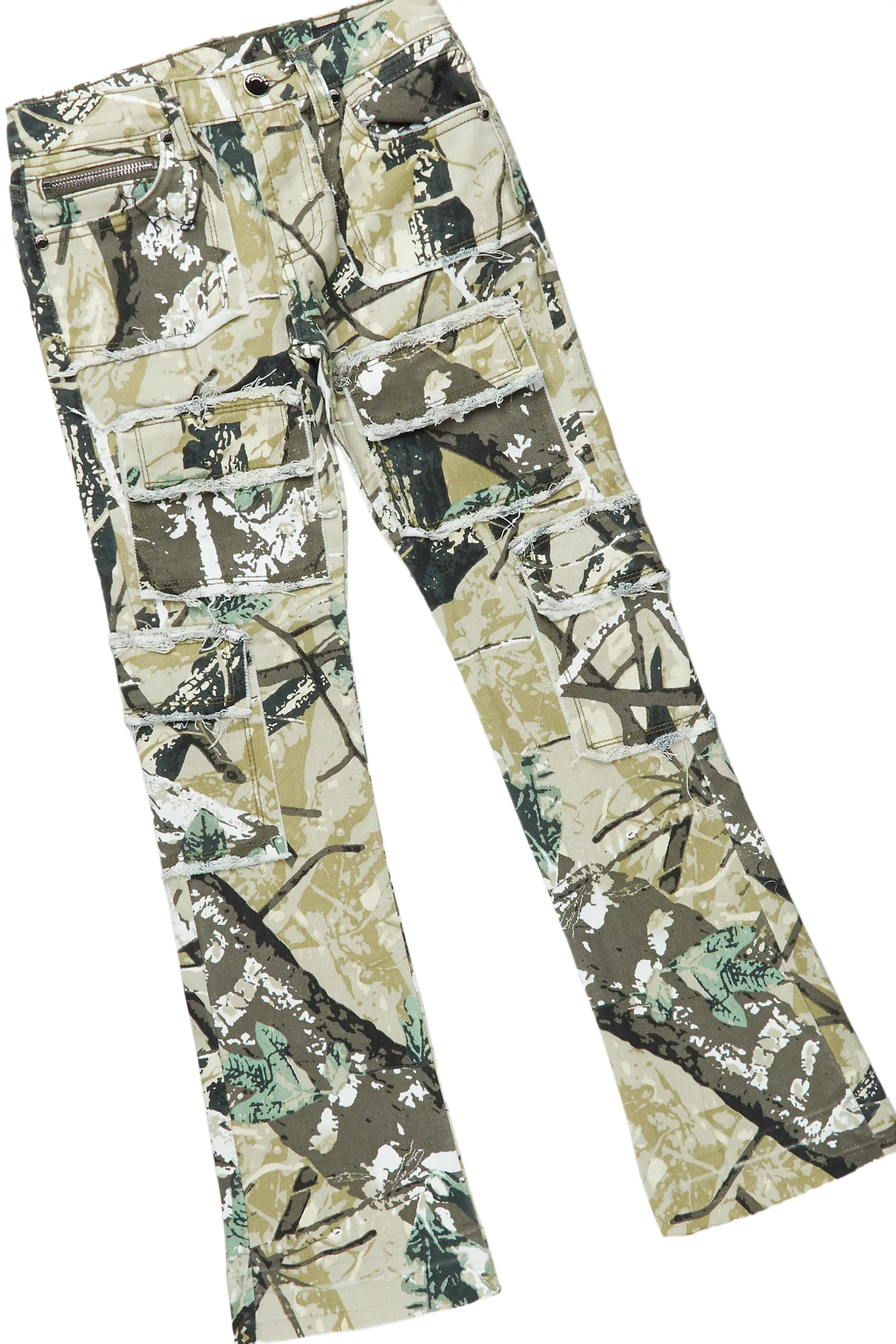 Boys Clayy Orange Hoodie/Tree Camo Stacked Flare Jean Set - Image 5
