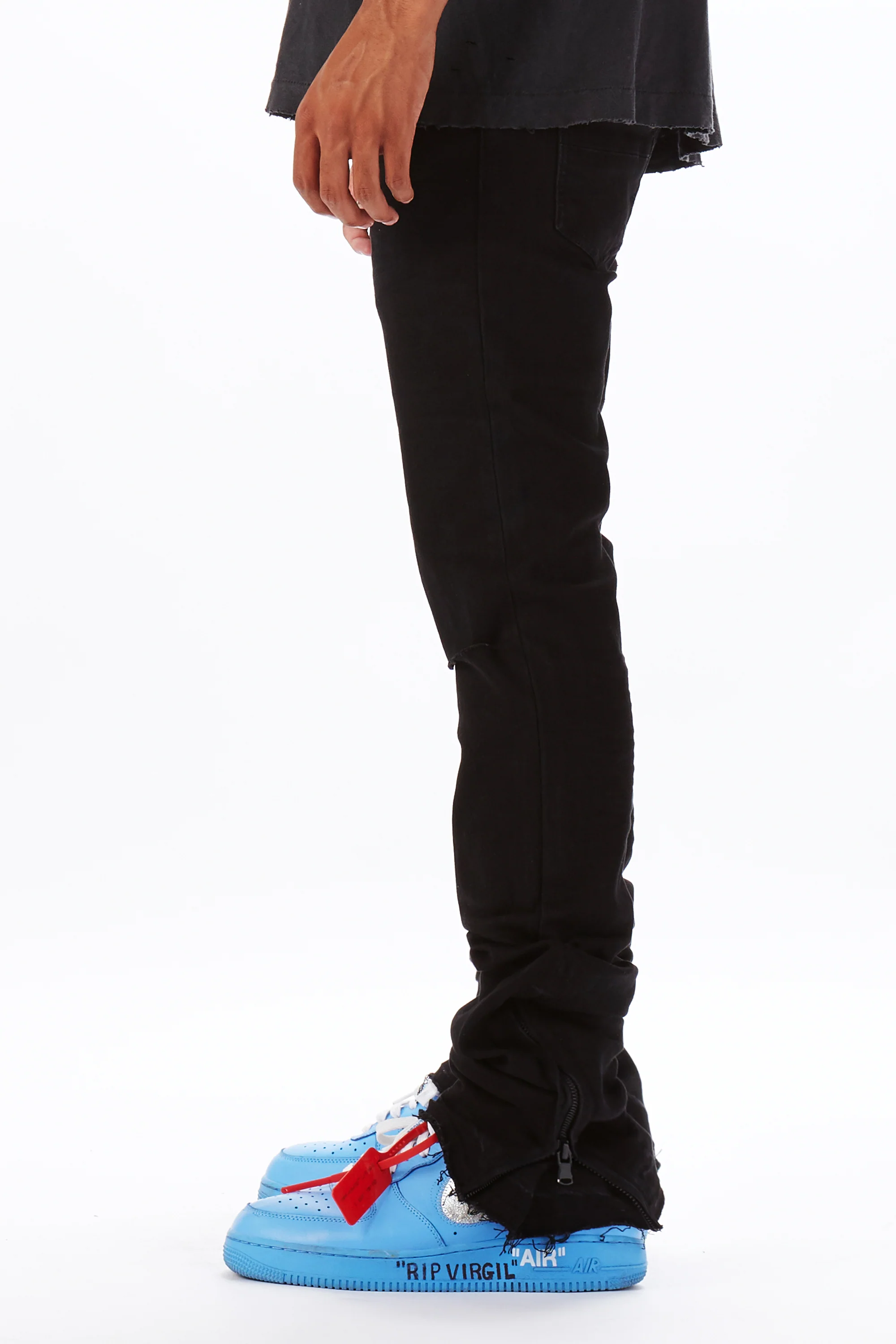 Jaymes Black Stacked Flare Jean - Image 3