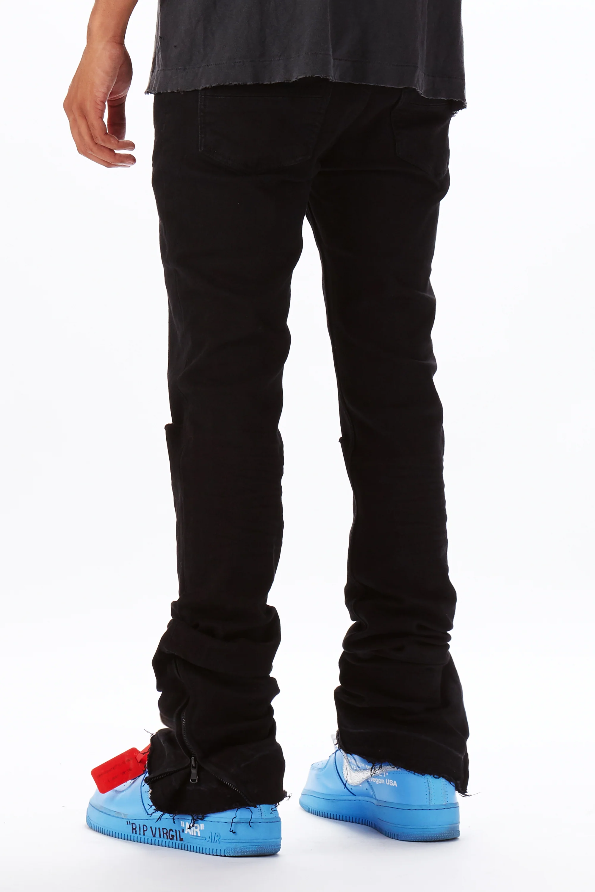 Jaymes Black Stacked Flare Jean - Image 4