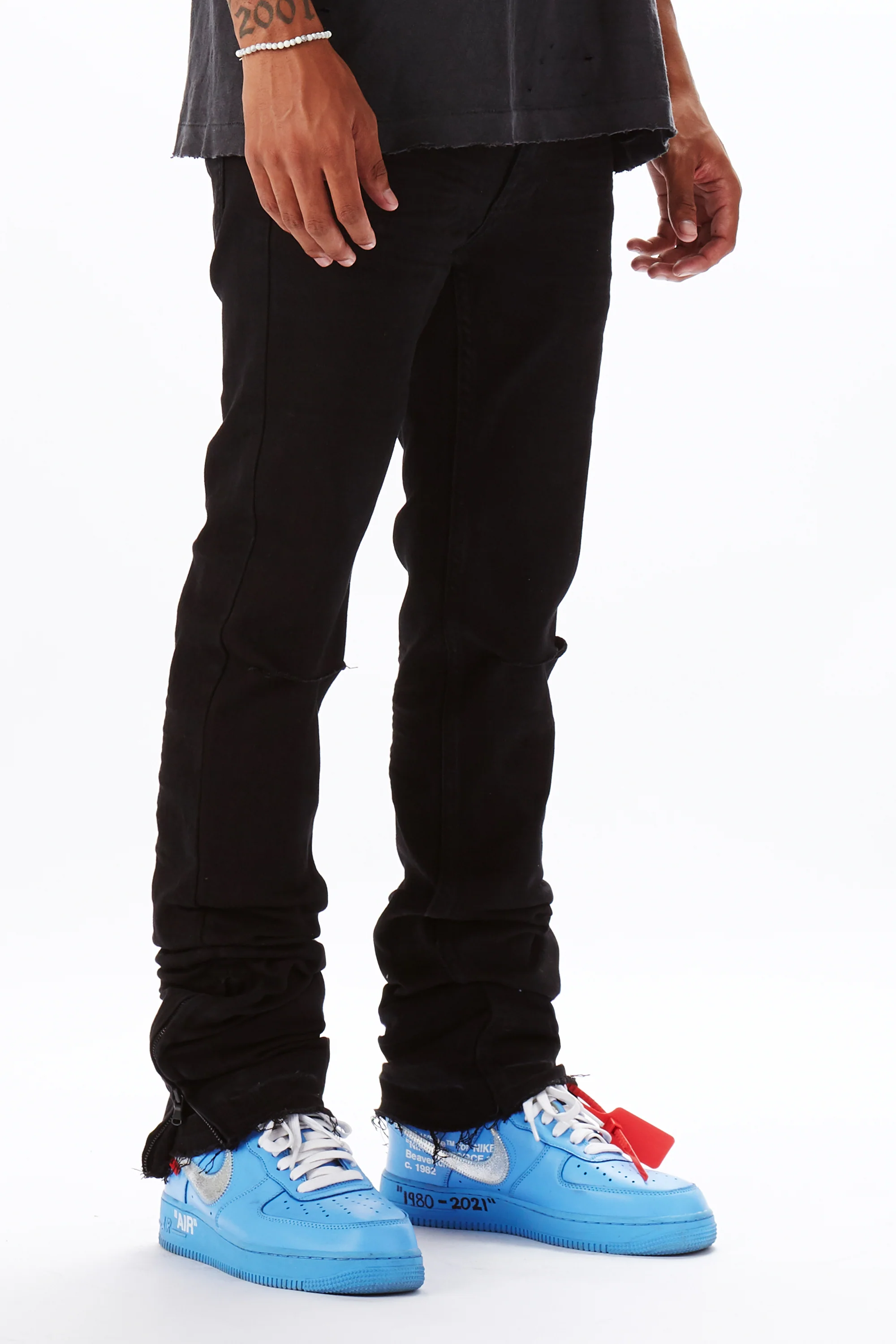 Jaymes Black Stacked Flare Jean - Image 7