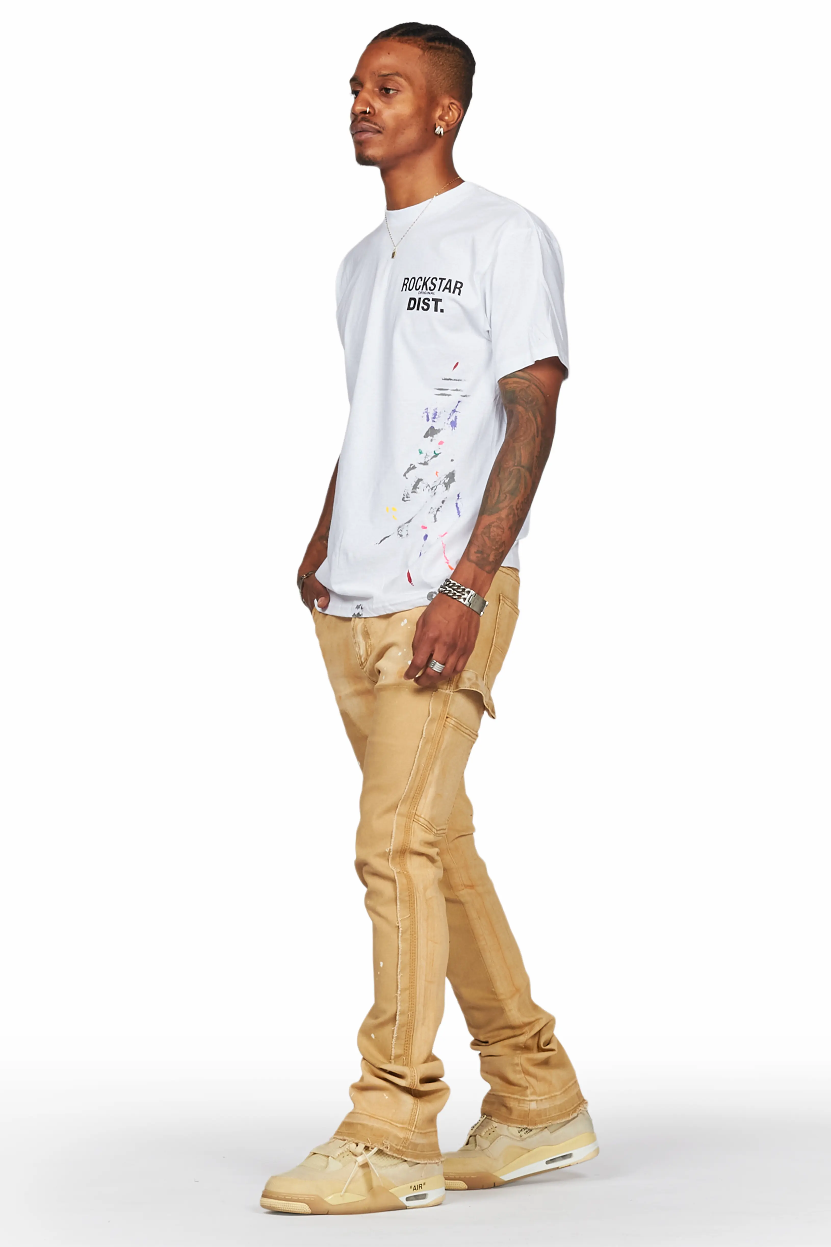 Serrano Beige Stacked Flare Jean - Image 7