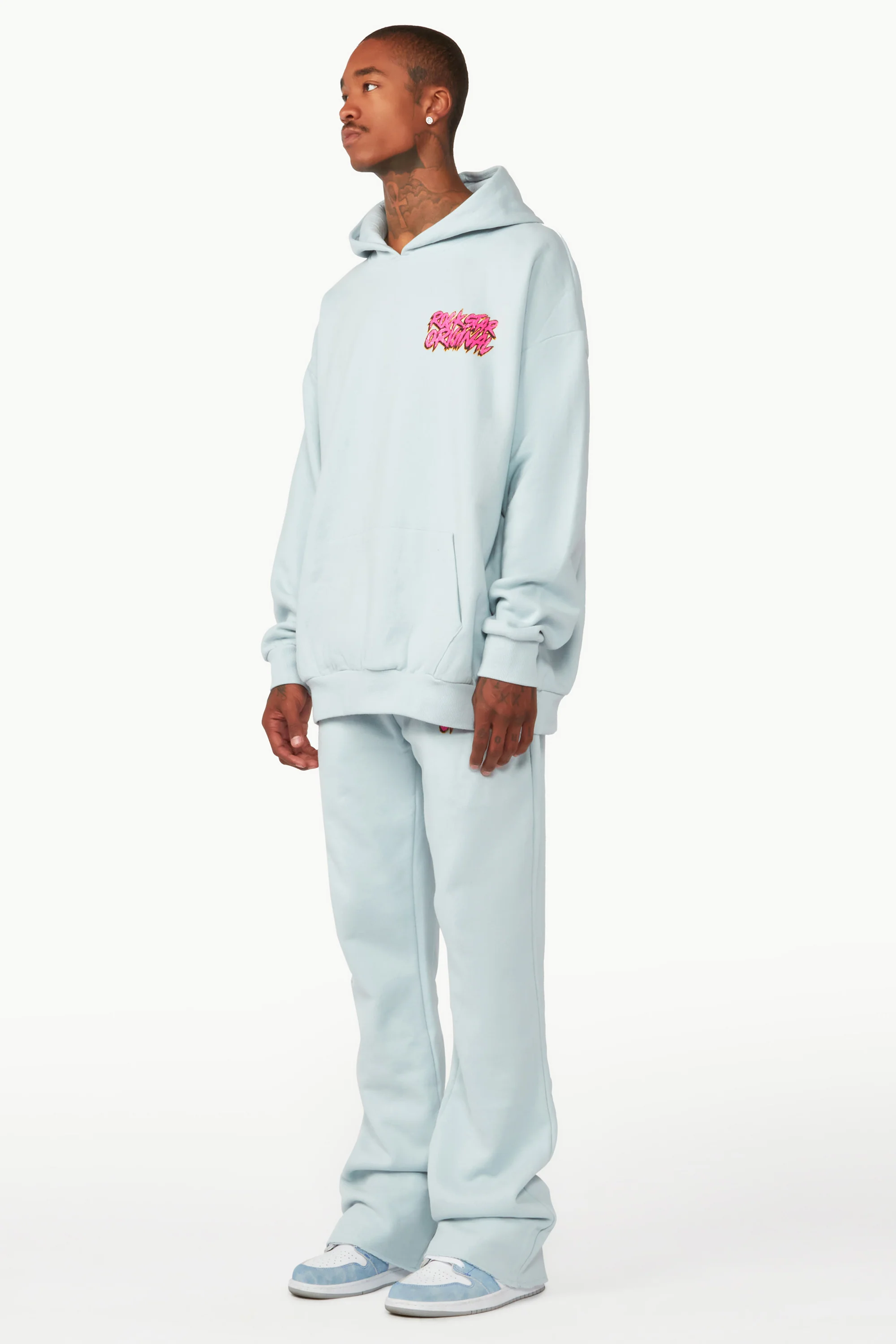 Clava Sky Blue Oversized Hoodie/Flare Trackset - Image 5