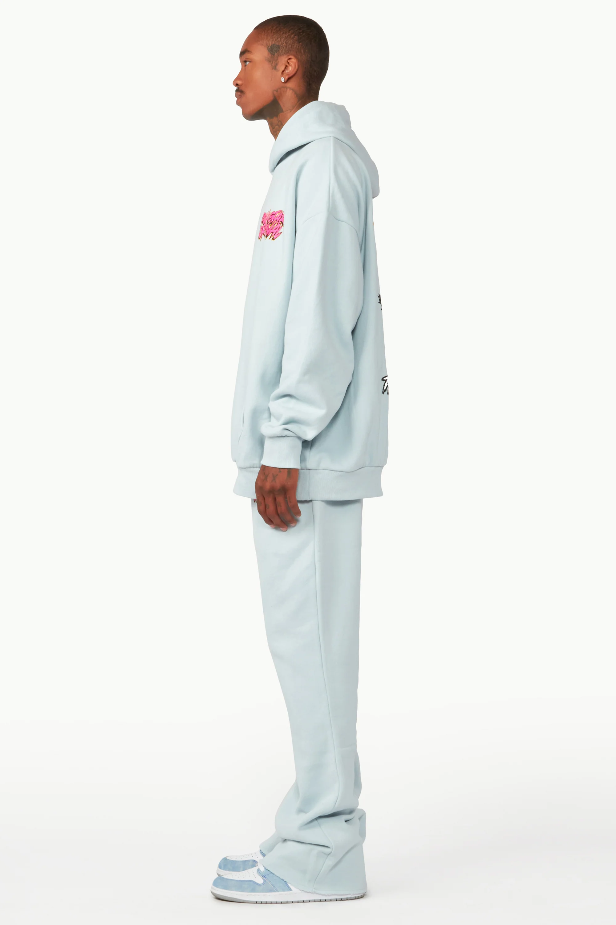 Clava Sky Blue Oversized Hoodie/Flare Trackset - Image 7