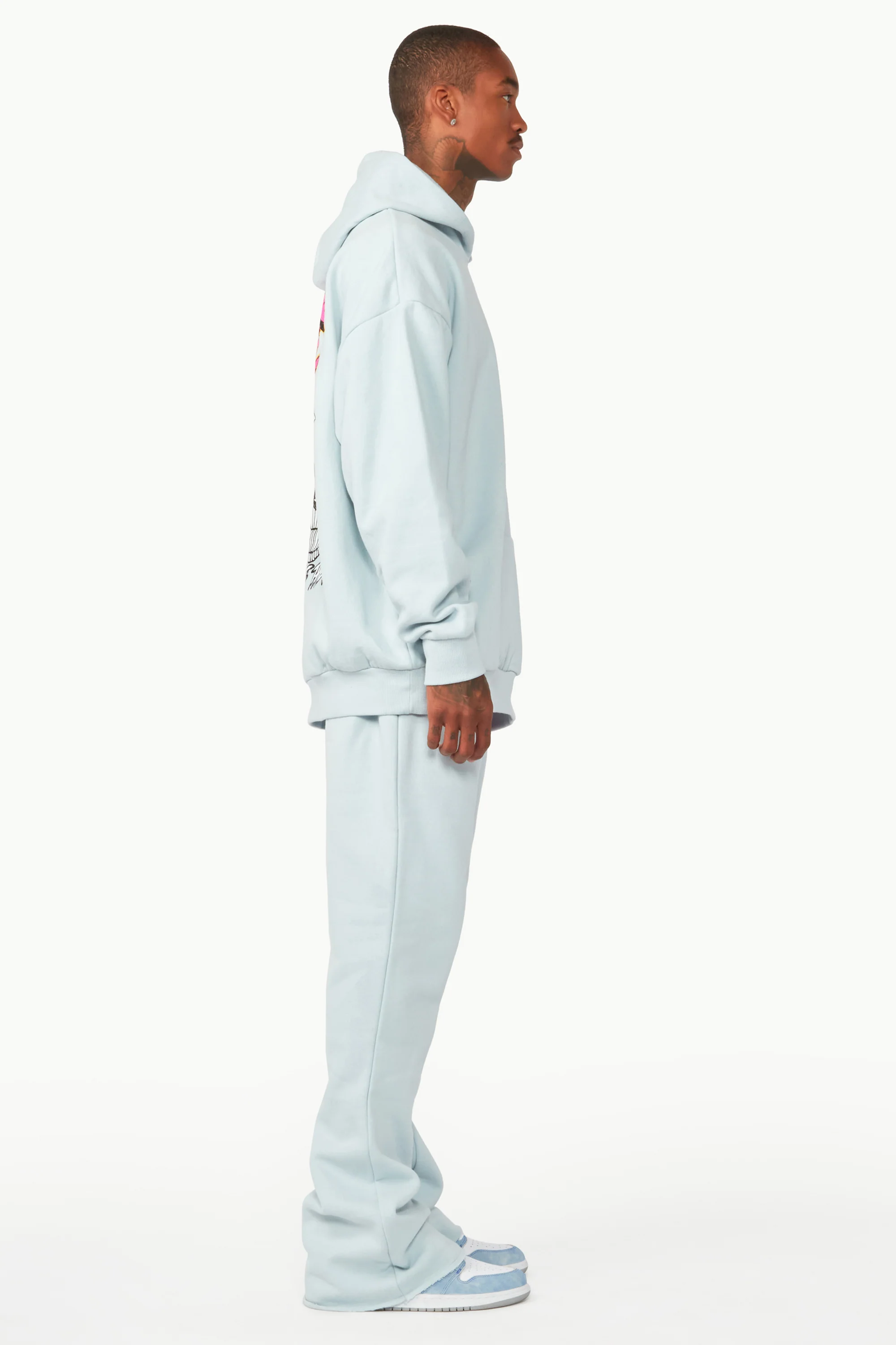 Clava Sky Blue Oversized Hoodie/Flare Trackset - Image 8